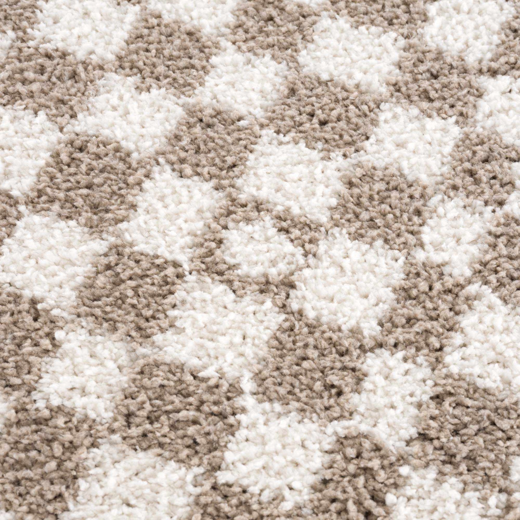 Kieu Taupe Checkered Shag Rug - Ornate Home