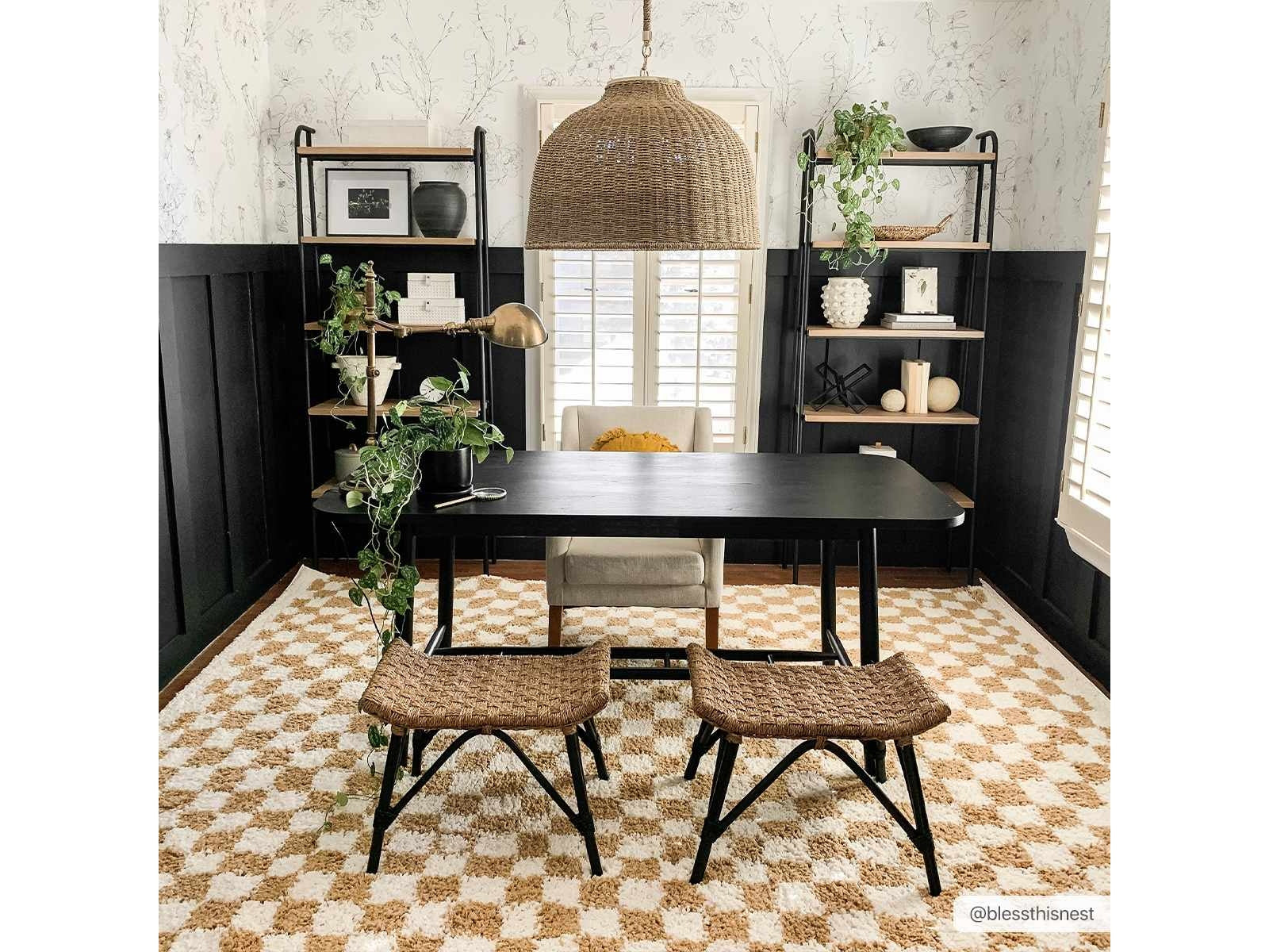 Kieu Yellow & White Checkered Area Rug - Ornate Home