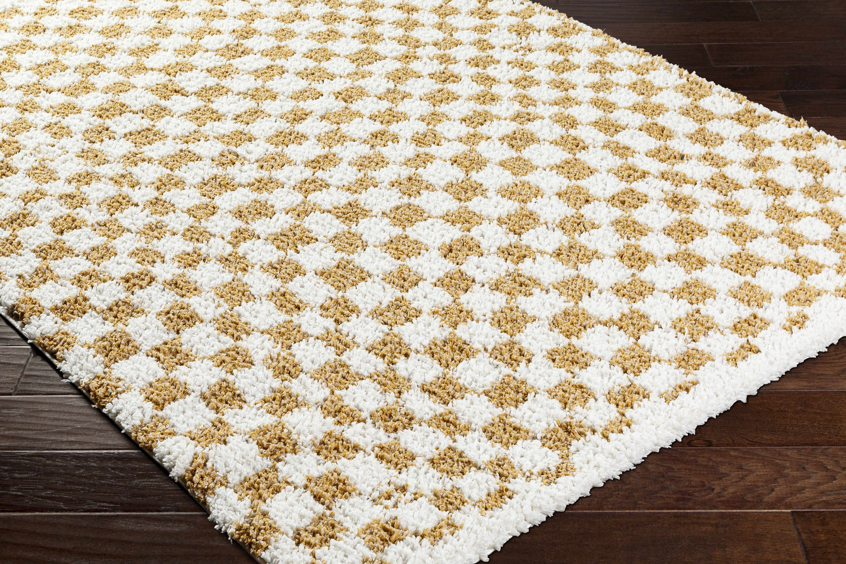 Kieu Yellow & White Checkered Area Rug - Ornate Home