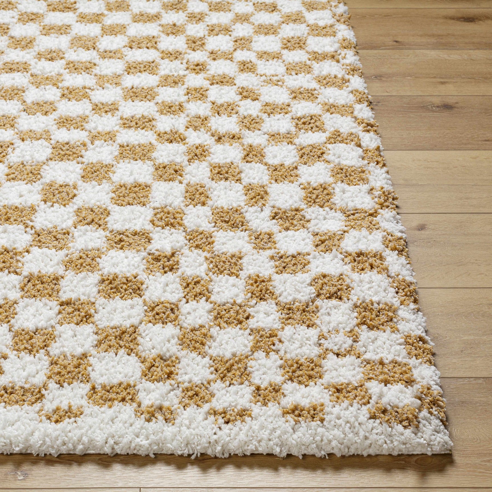 Kieu Yellow & White Checkered Area Rug - Ornate Home
