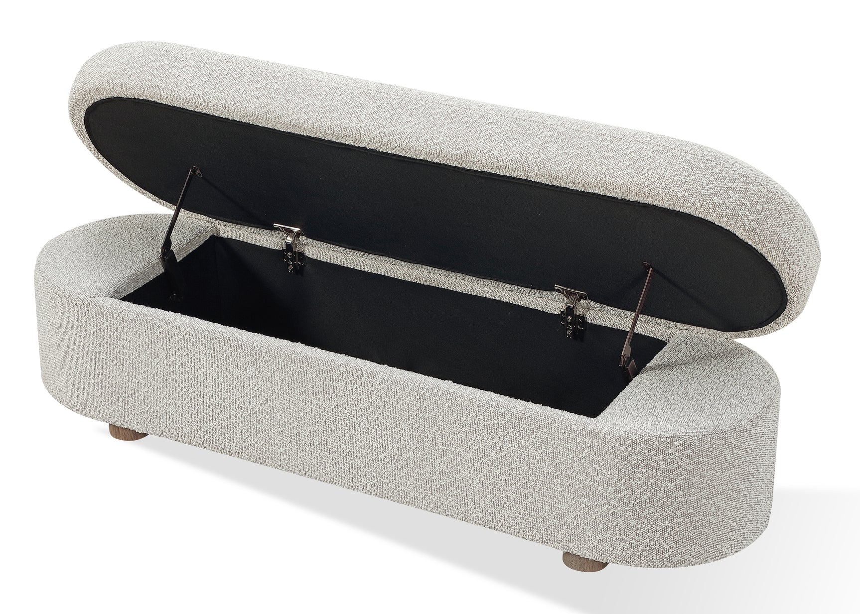 Kiki Upholstered Hinged Storage Bench in Cotton Ball Boucle - Ornate Home