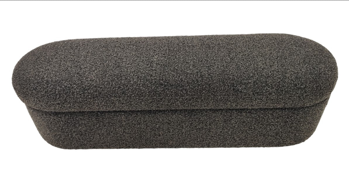 Kiki Upholstered Hinged Storage Bench in Pumpernickel Boucle - Ornate Home