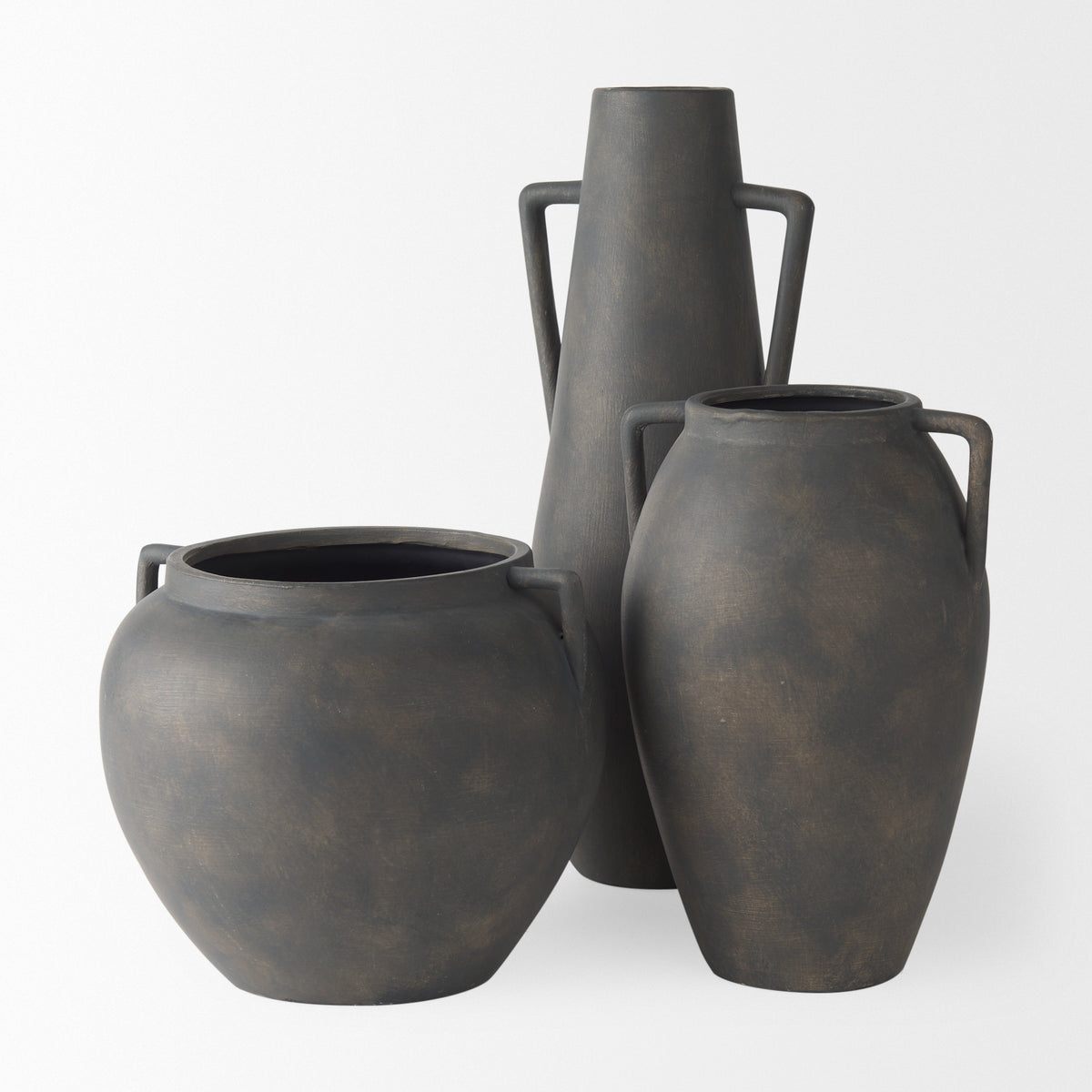 Kilian Brown-Gray Short Double Ear Vase - Ornate Home