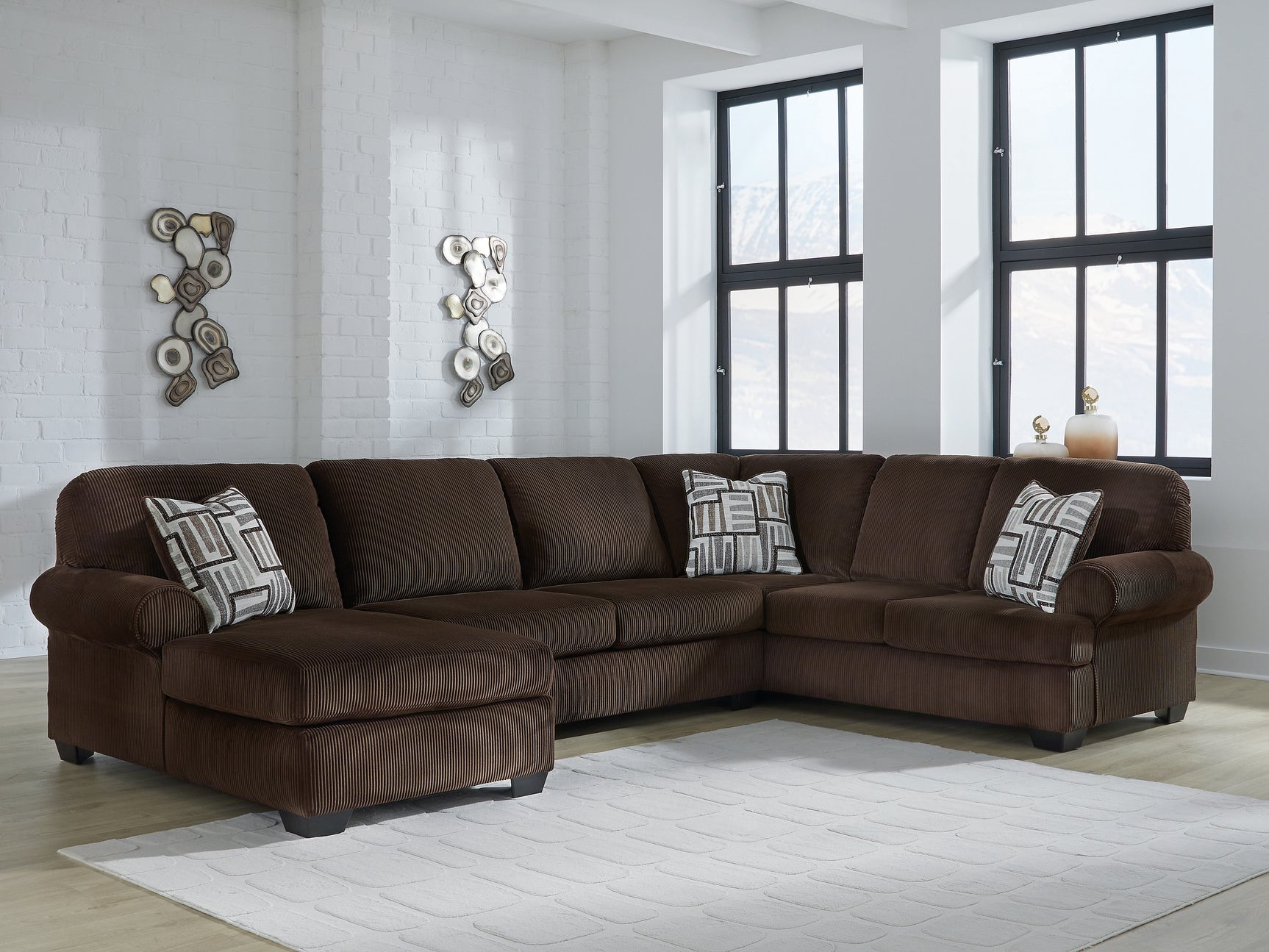Kimlee Chocolate 3-Piece Sectional with Left Chaise - Ornate Home