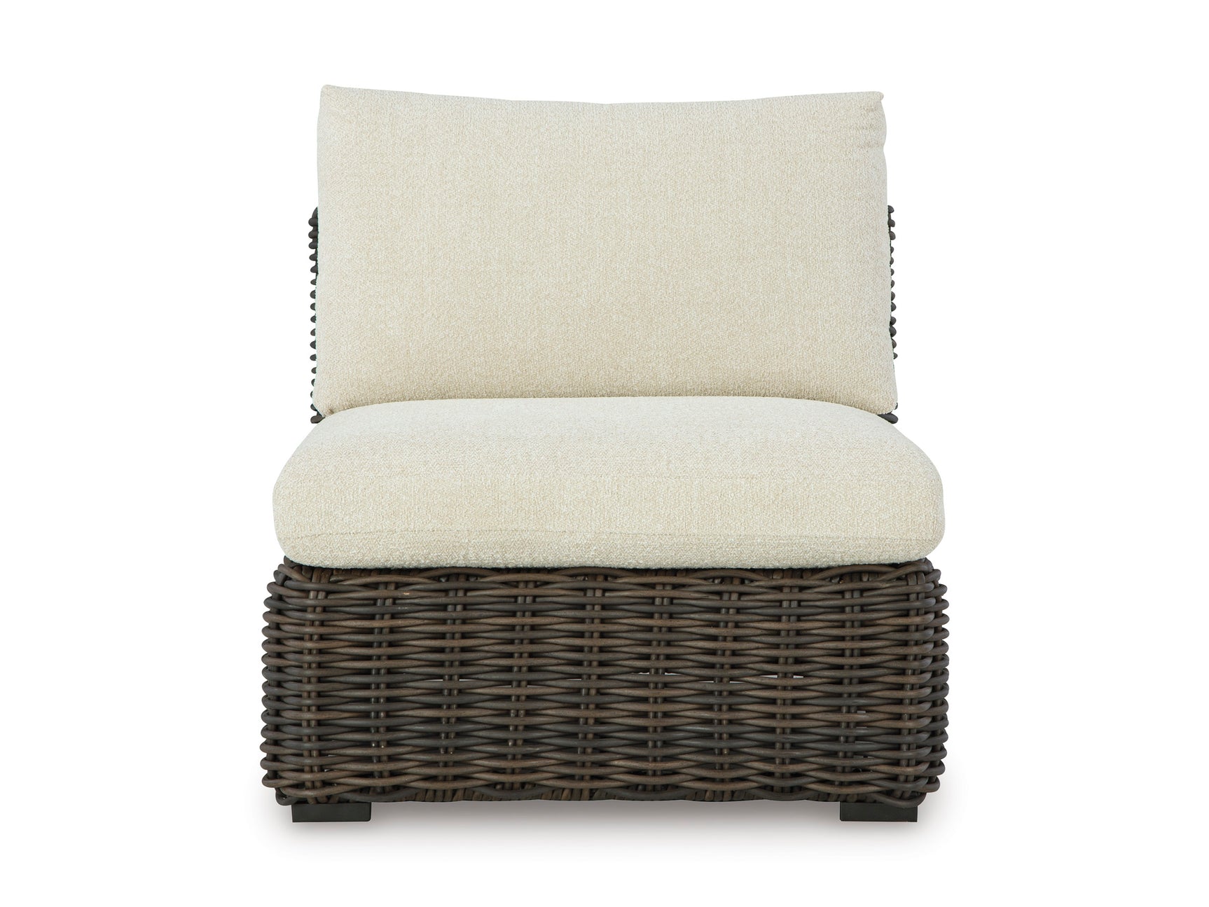 Kimora Beige/Brown Outdoor Armless Chair with Cushion - Ornate Home