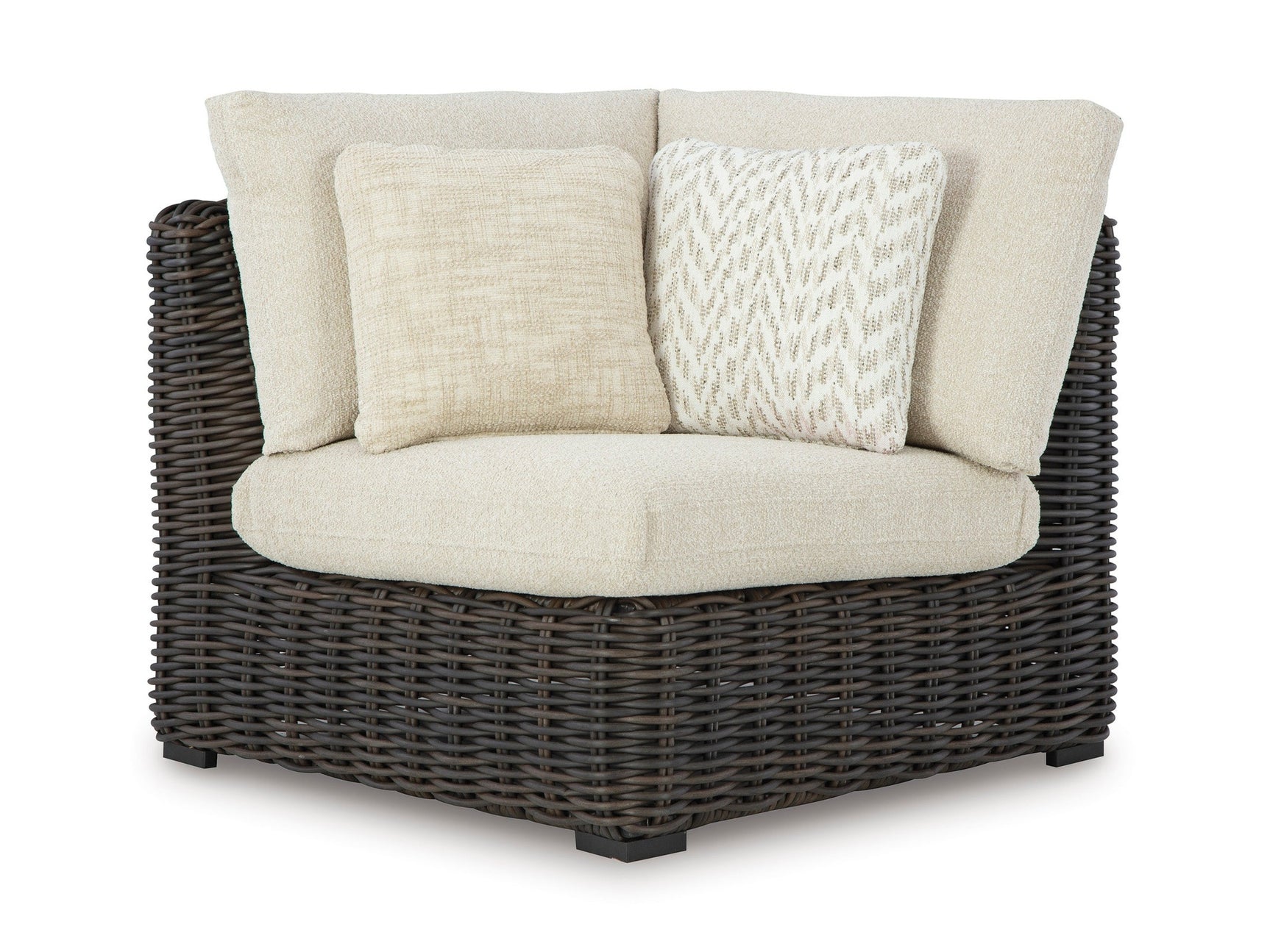 Kimora Beige/Brown Outdoor Corner Chair with Cushion - Ornate Home