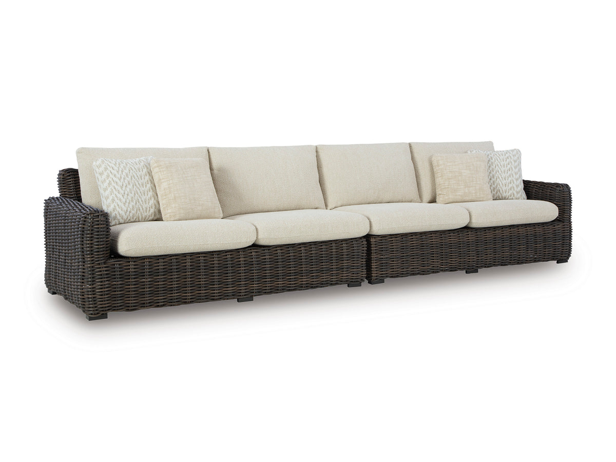 Kimora Beige/Brown Outdoor RAF/LAF Loveseat with Cushion (Set of 2) - Ornate Home