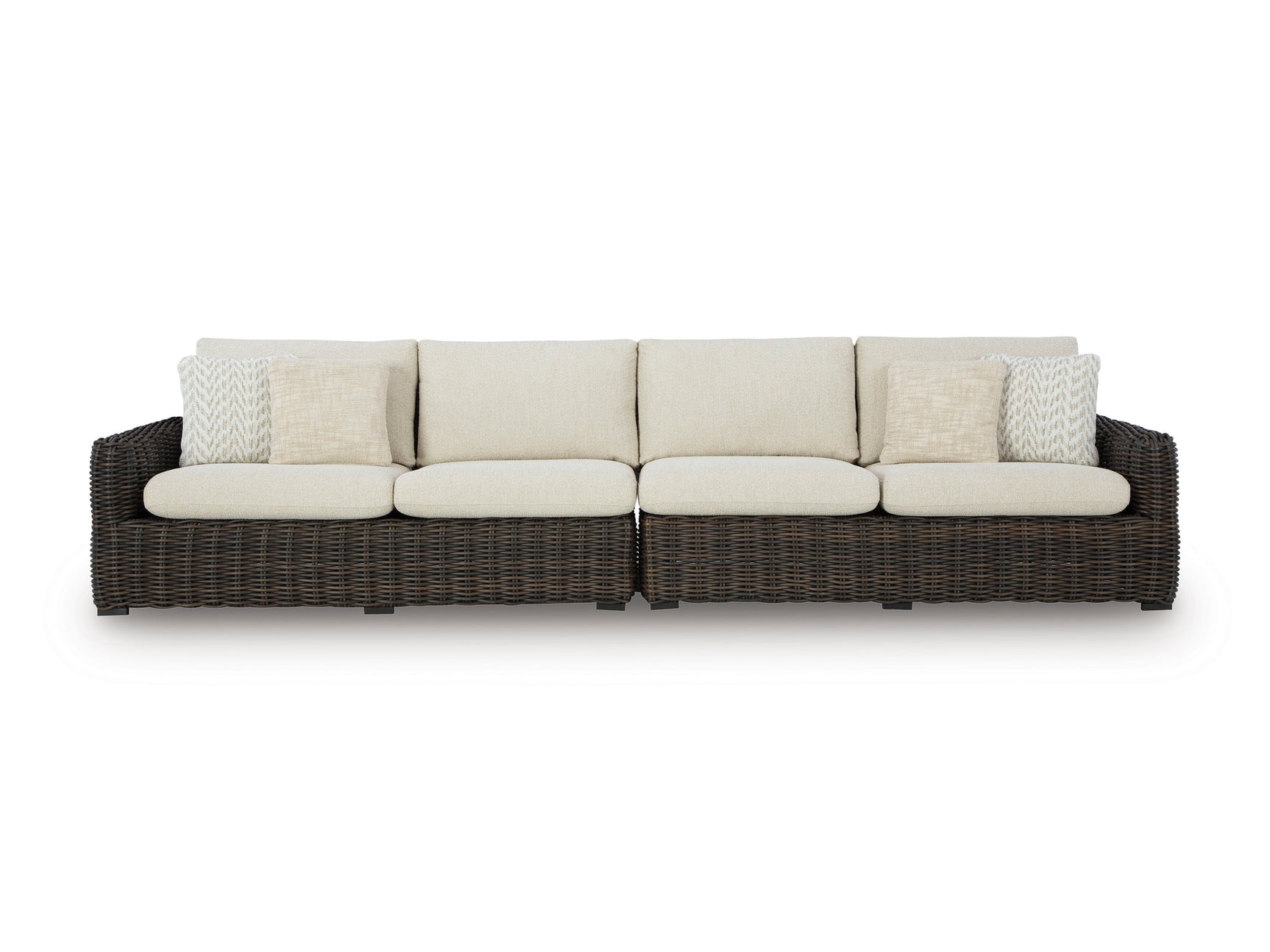 Kimora Beige/Brown Outdoor RAF/LAF Loveseat with Cushion (Set of 2) - Ornate Home