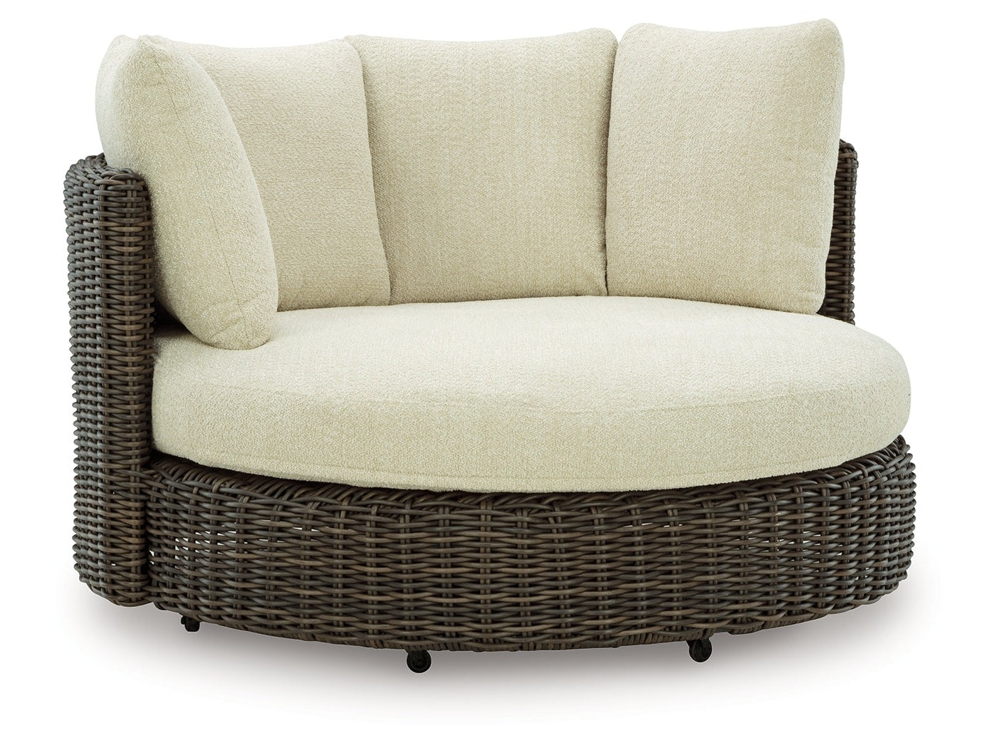 Kimora Beige/Dark Brown Outdoor Swivel Lounge Chair with Cushion - Ornate Home
