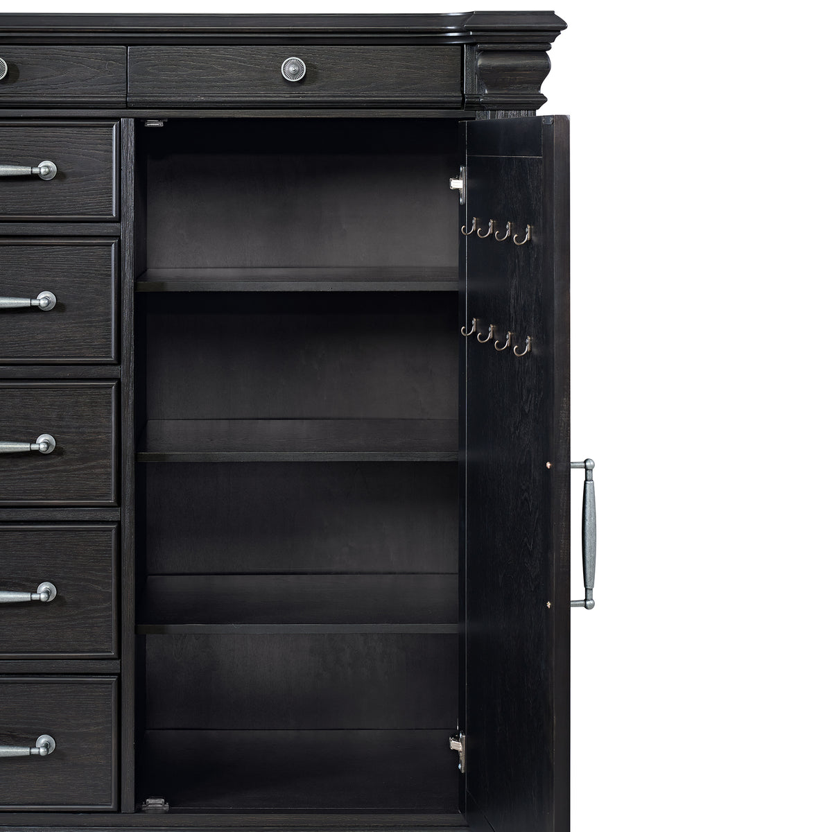 Kings Court Black 1 Door and 7-Drawer Chest - Ornate Home