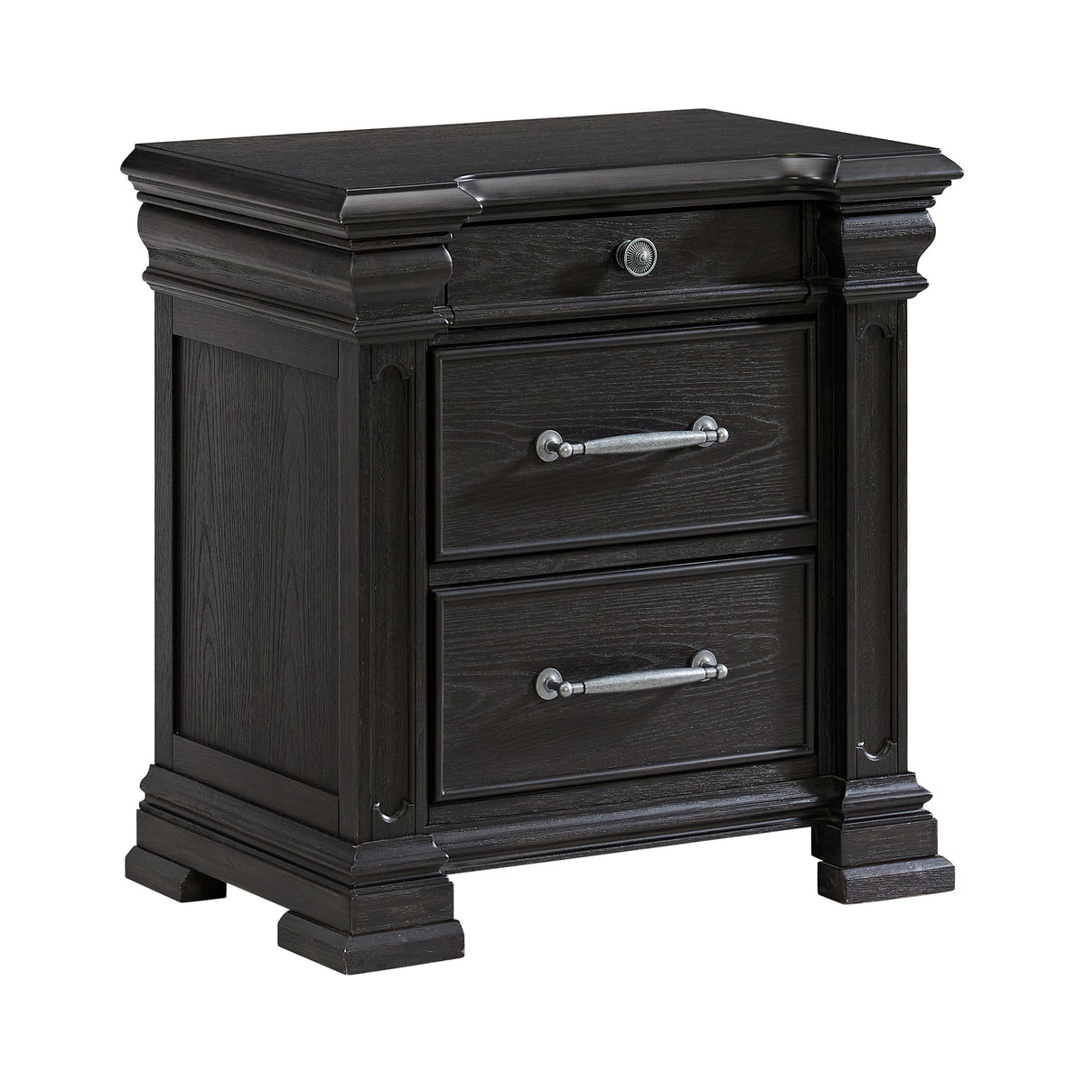 Kings Court Black 4-Piece Queen Storage Bedroom Set with 2 Nightstands & Dresser - Ornate Home