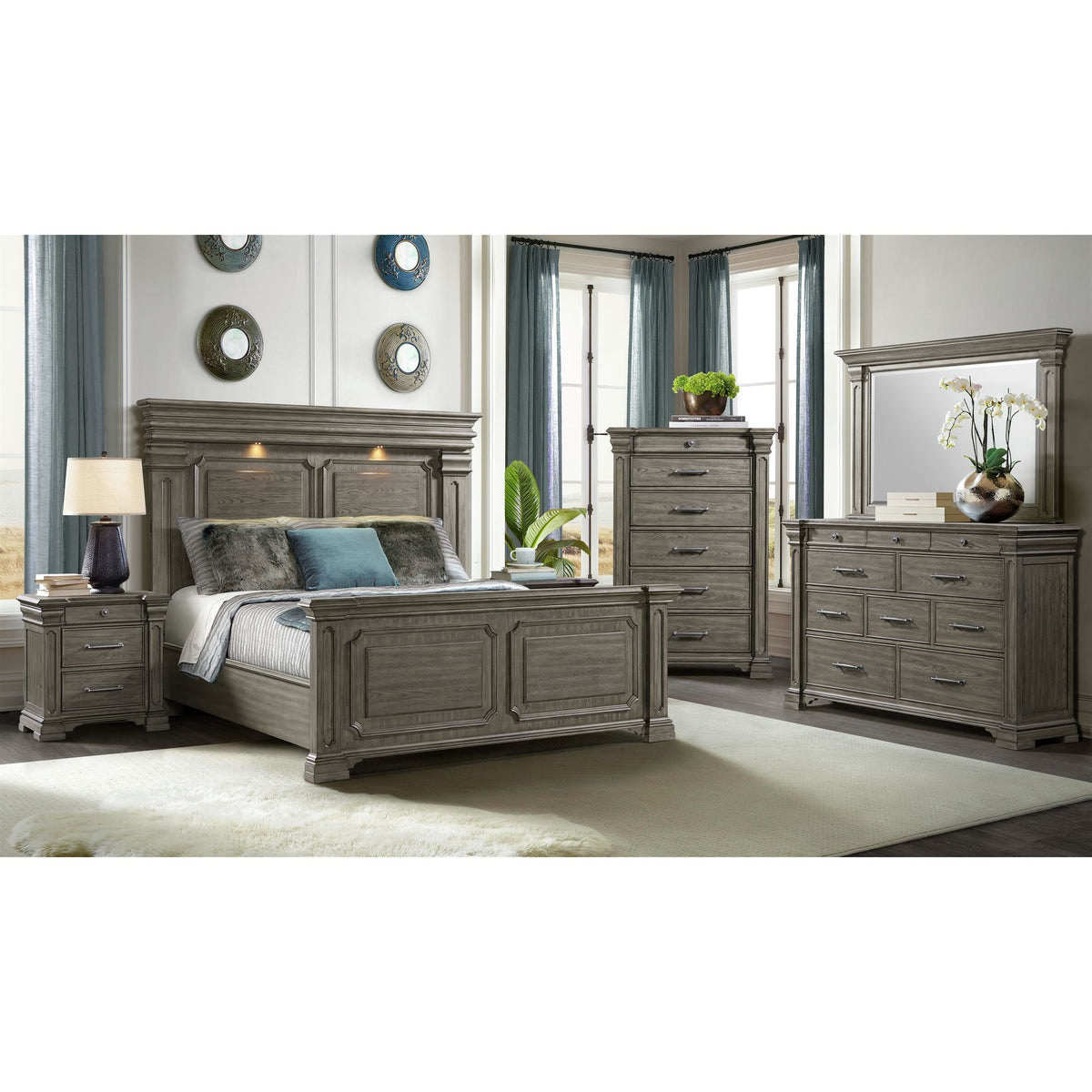 Kings Court Grey 10-Drawer Dresser - Ornate Home