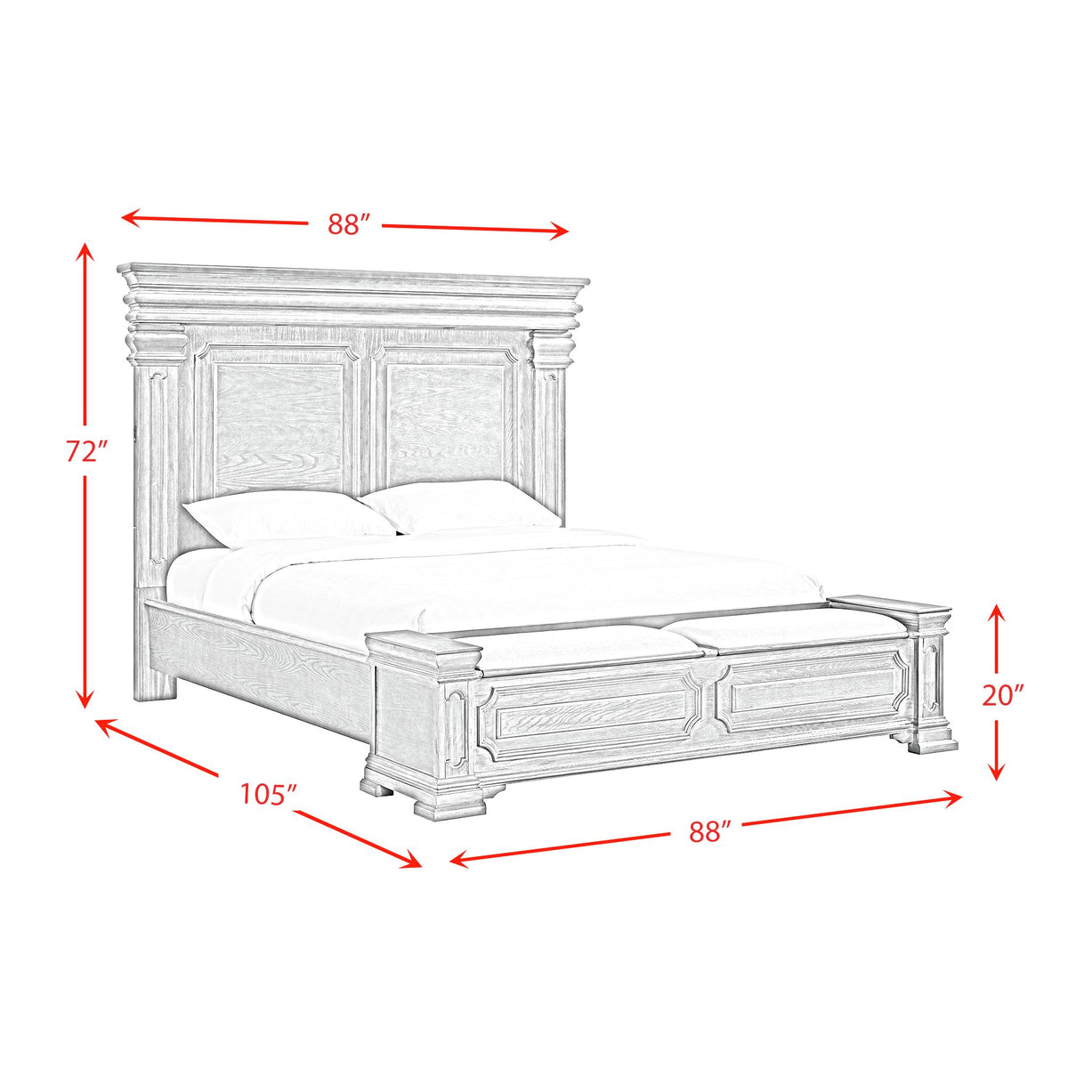 Kings Court Grey 3-Piece King Storage Bedroom Set - Ornate Home