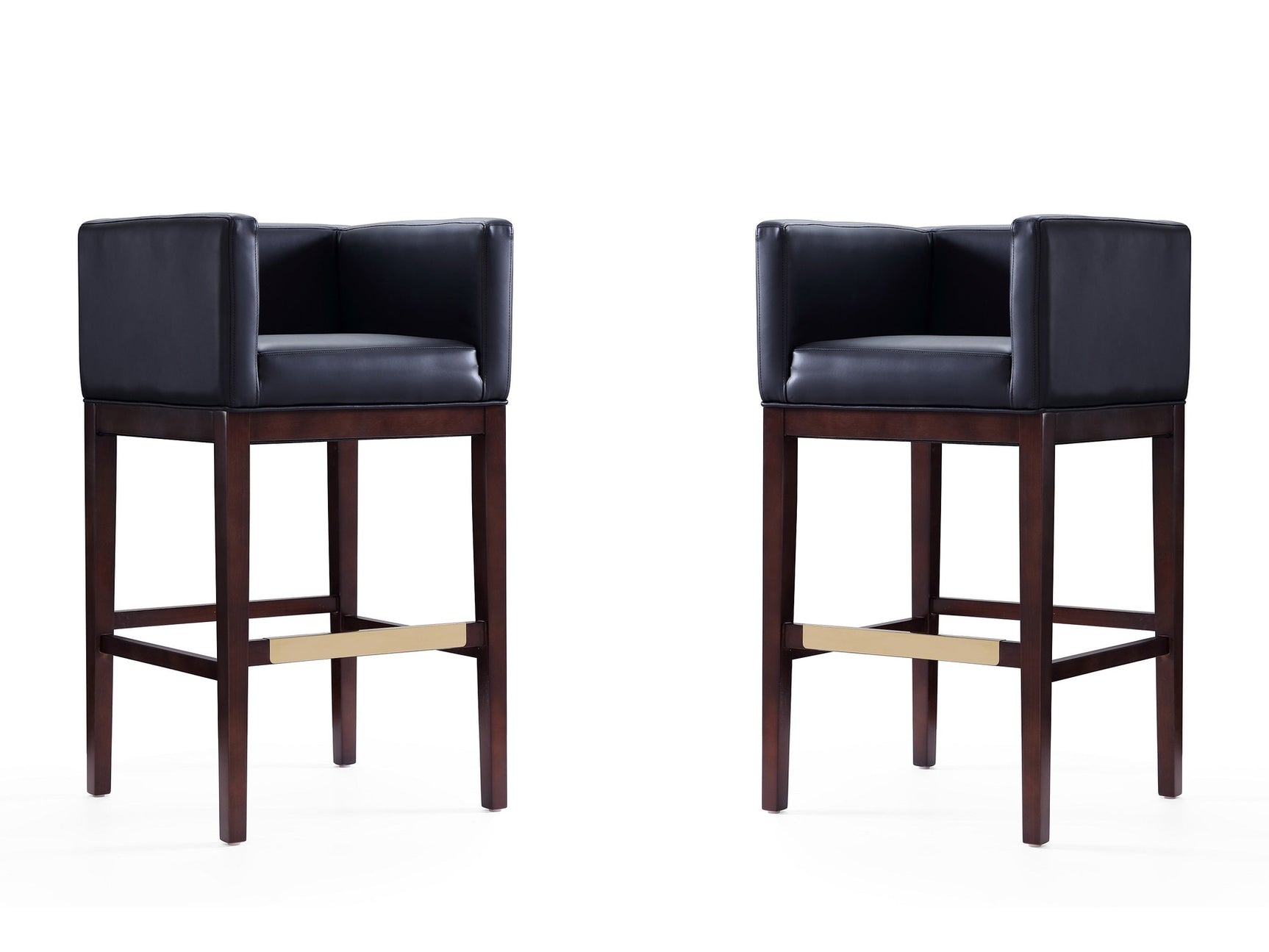 Kingsley Barstool in Black and Dark Walnut (set of 2) - Ornate Home