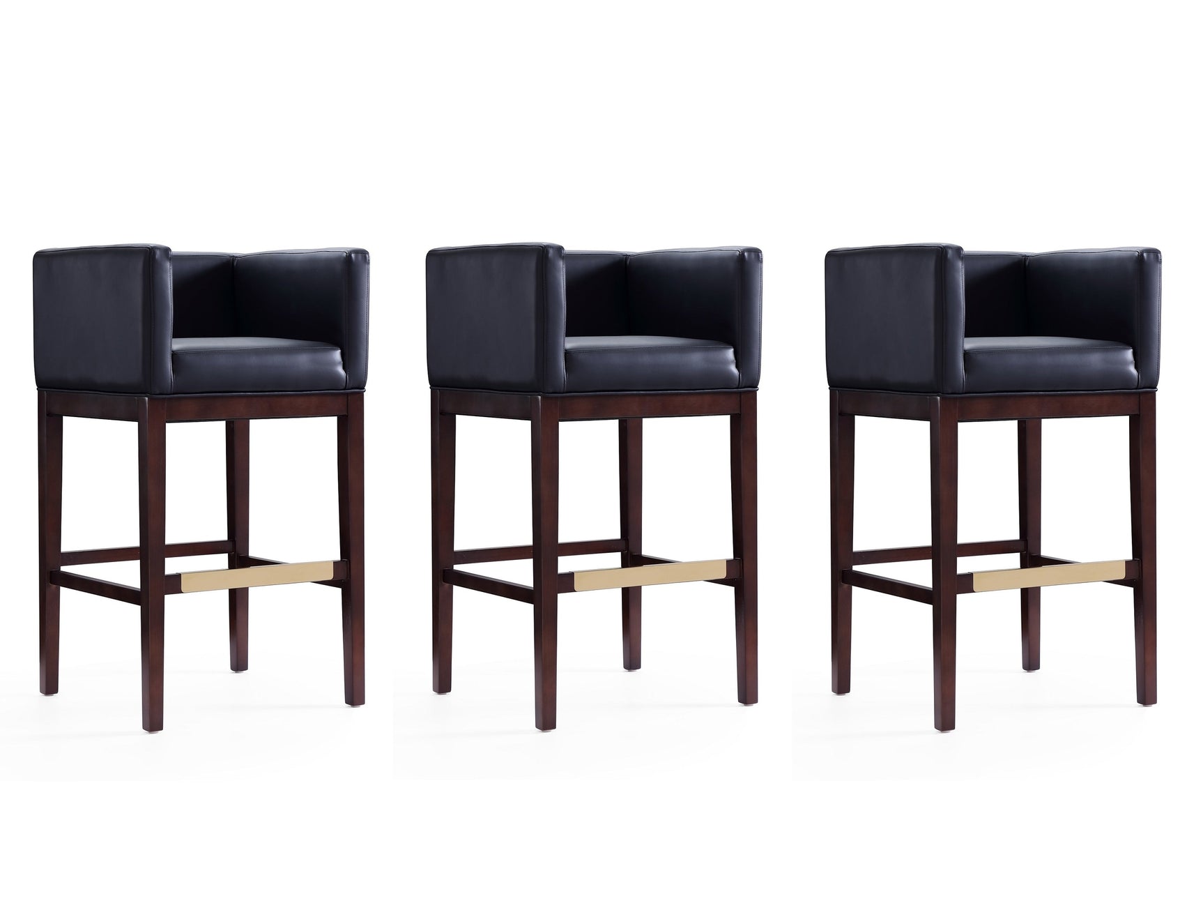 Kingsley Barstool in Black and Dark Walnut (set of 3) - Ornate Home