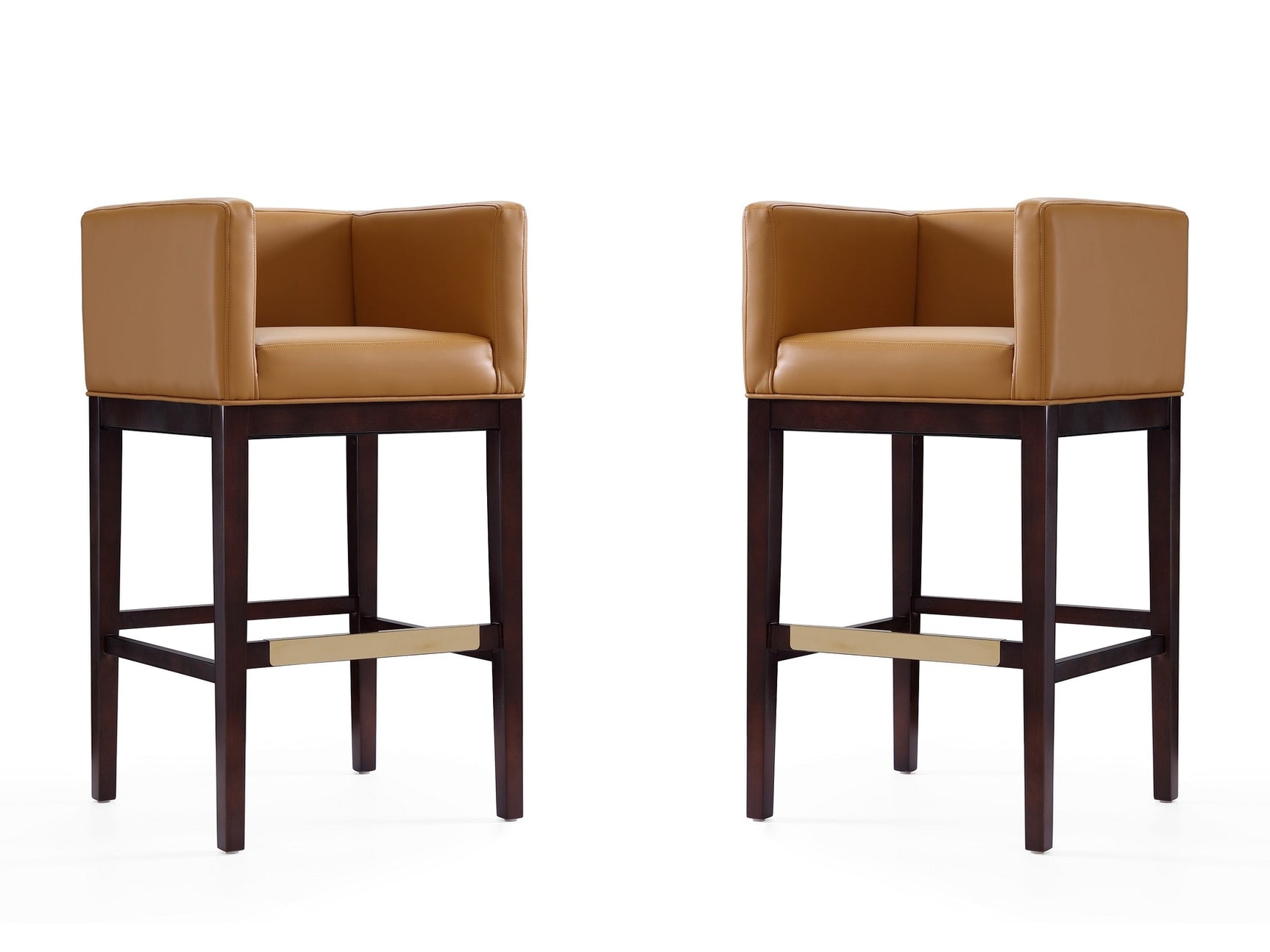 Kingsley Barstool in Camel and Dark Walnut (set of 2) - Ornate Home