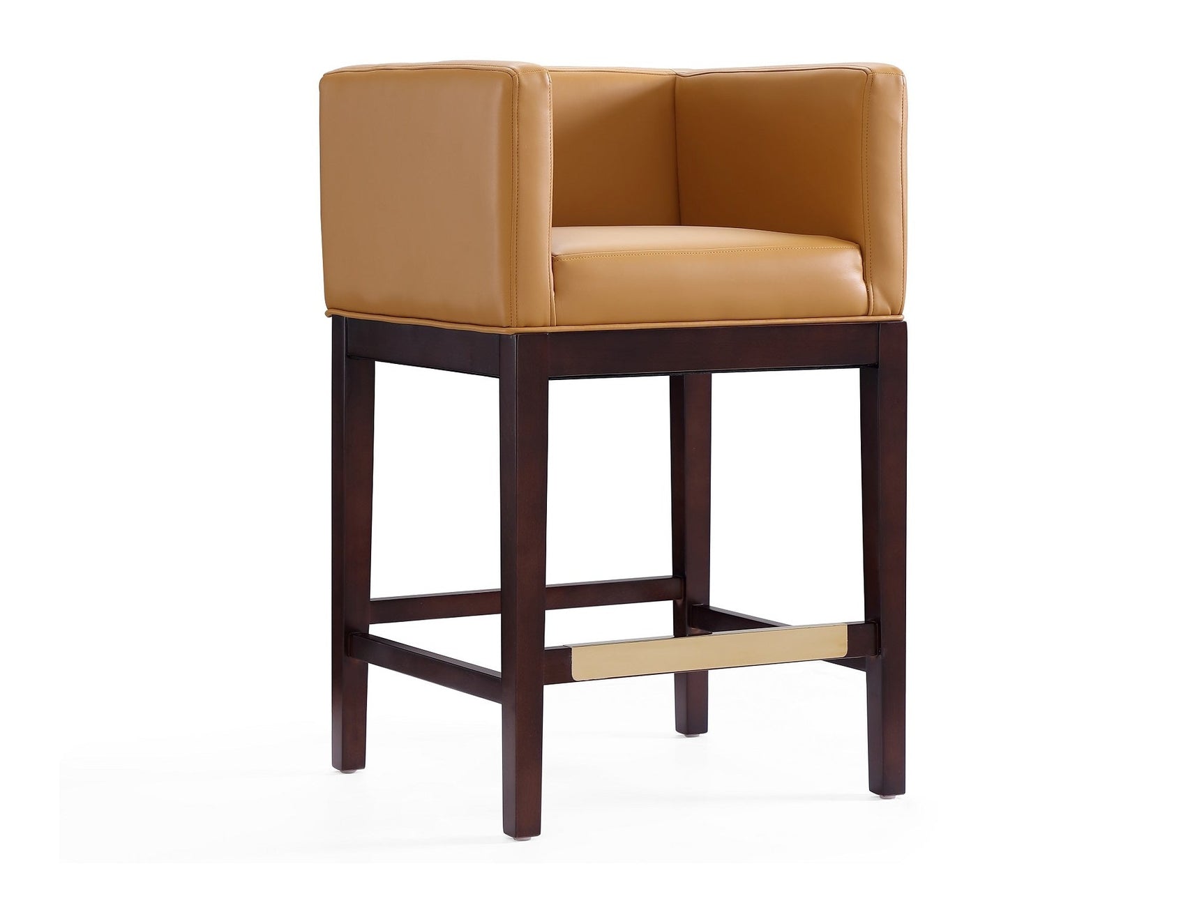 Kingsley Counter Stool in Camel and Dark Walnut - Ornate Home