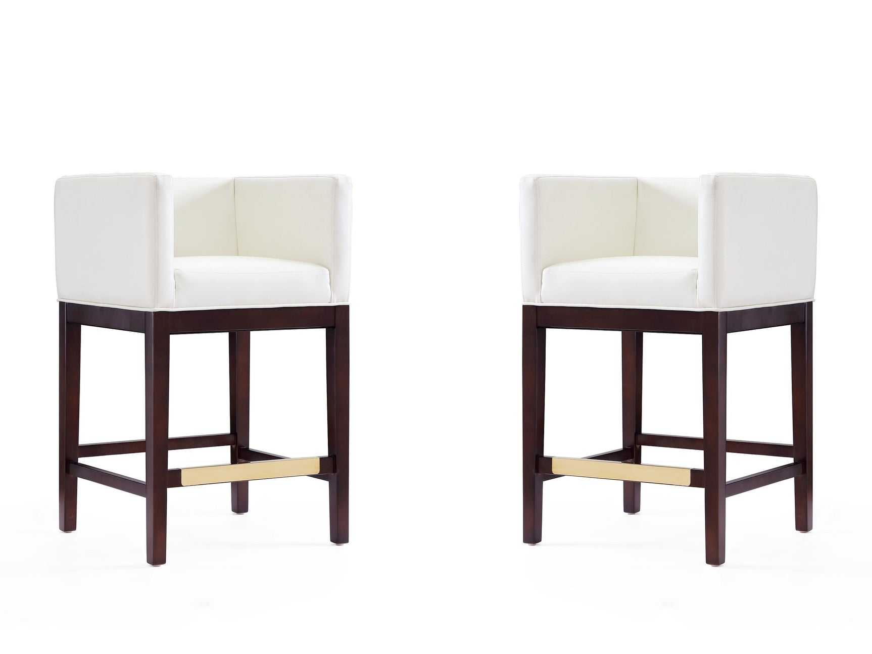 Kingsley Counter Stool in Ivory and Dark Walnut (set of 2) - Ornate Home