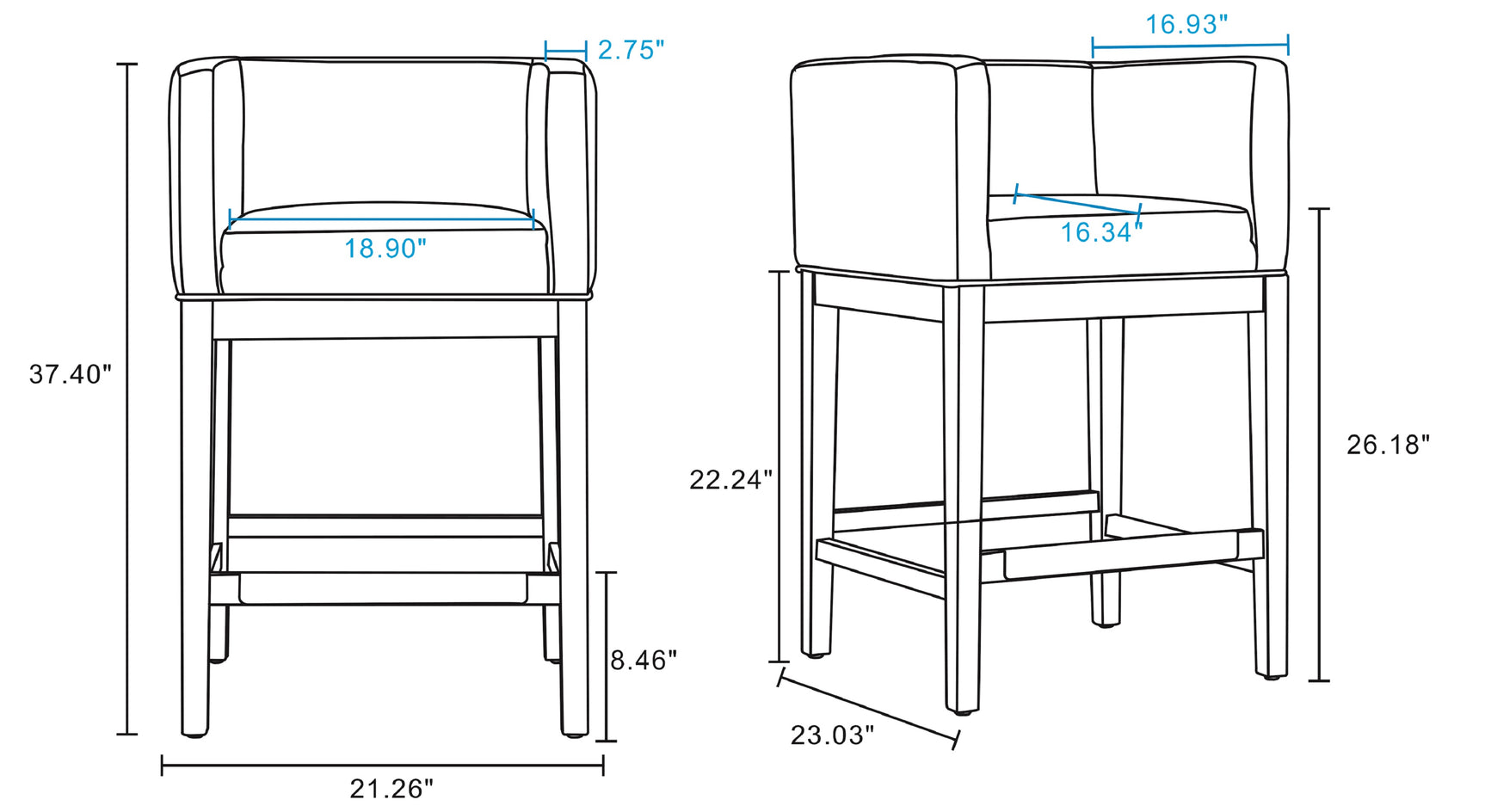Kingsley Counter Stool in Ivory and Dark Walnut (set of 2) - Ornate Home