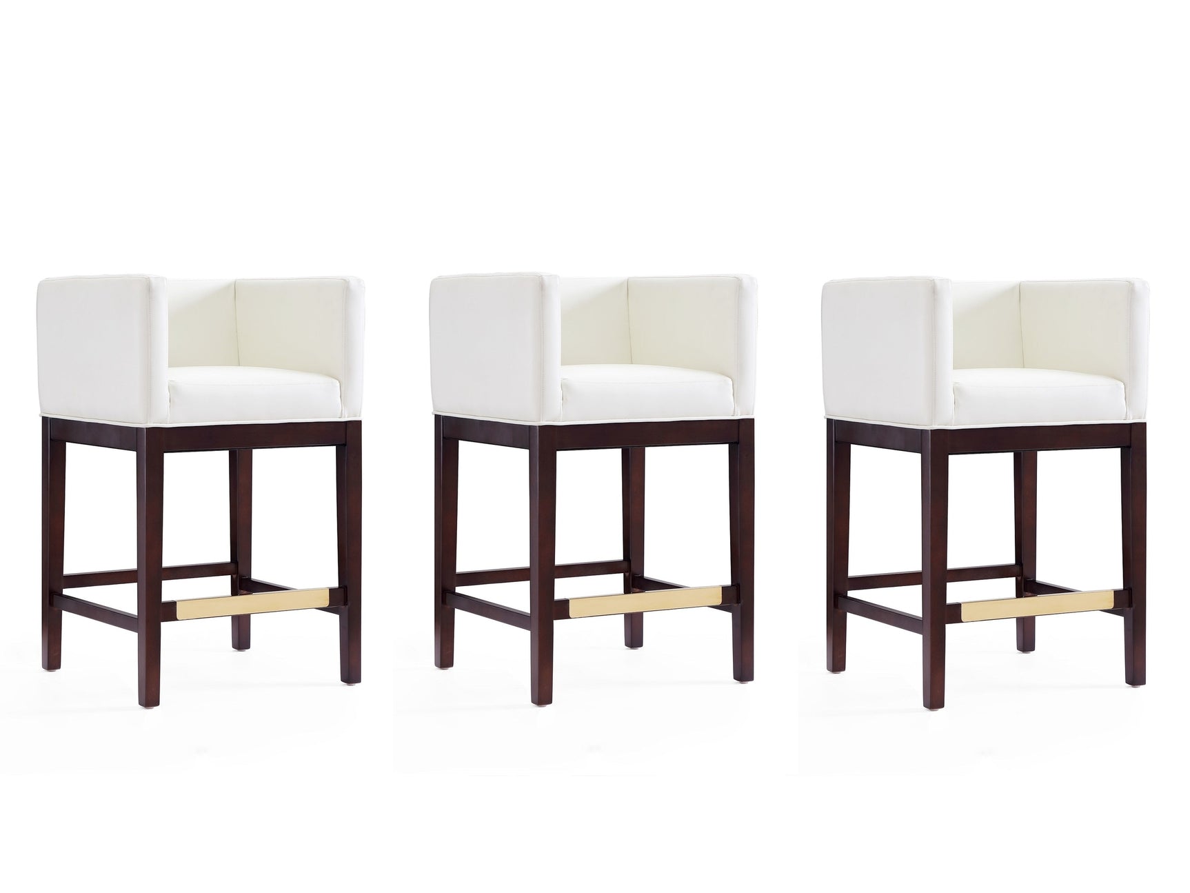 Kingsley Counter Stool in Ivory and Dark Walnut (set of 3) - Ornate Home