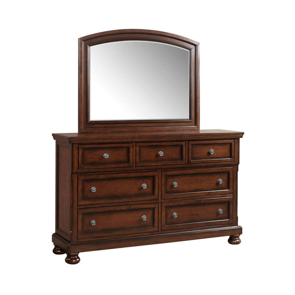 Kingston Cherry Brown Dresser & Mirror Set - Ornate Home
