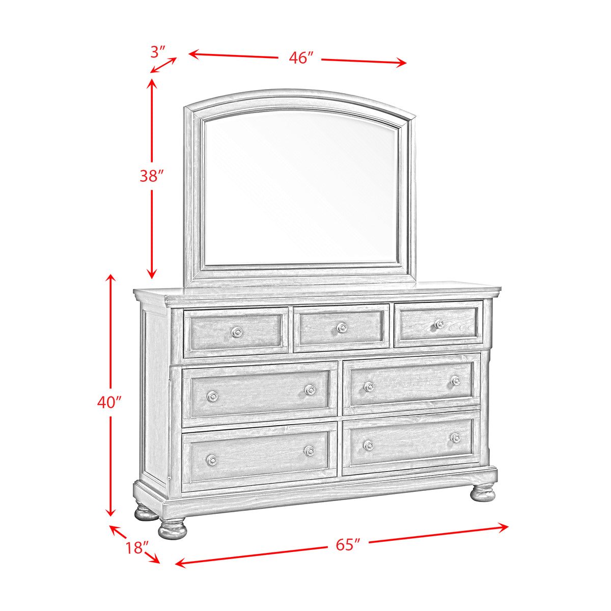 Kingston Cherry Brown Dresser & Mirror Set - Ornate Home