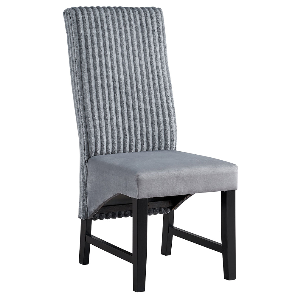 Kini Gray Corduroy & Black Side Chair (Set of 2) - Ornate Home