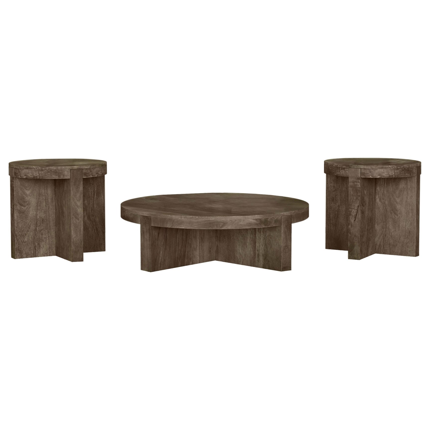 Kinkaid Brown 3-piece Solid Wood Coffee and End Table Set - Ornate Home