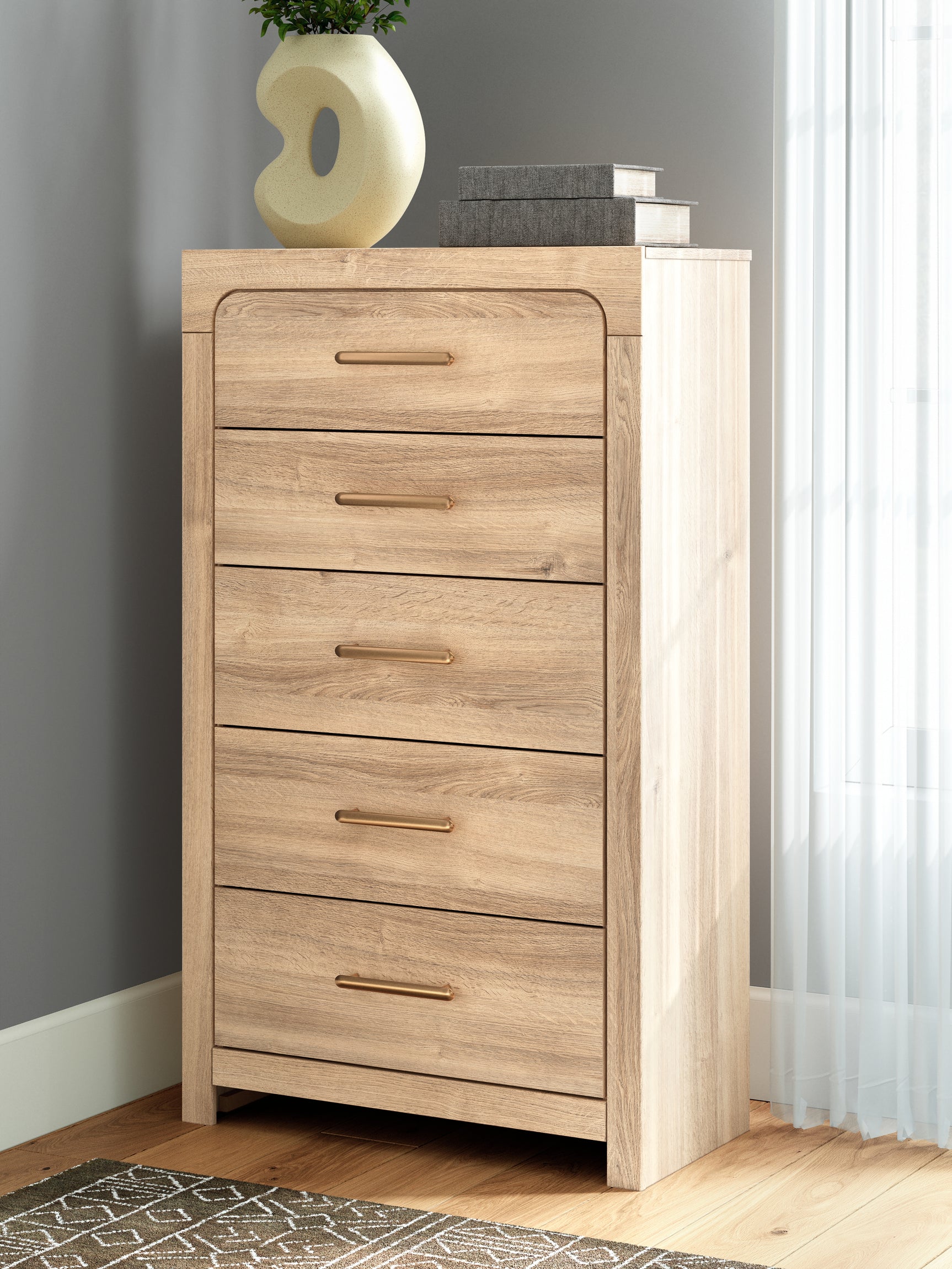 Kinlanni Tan Five Drawer Chest (Online Special Price) - Ornate Home