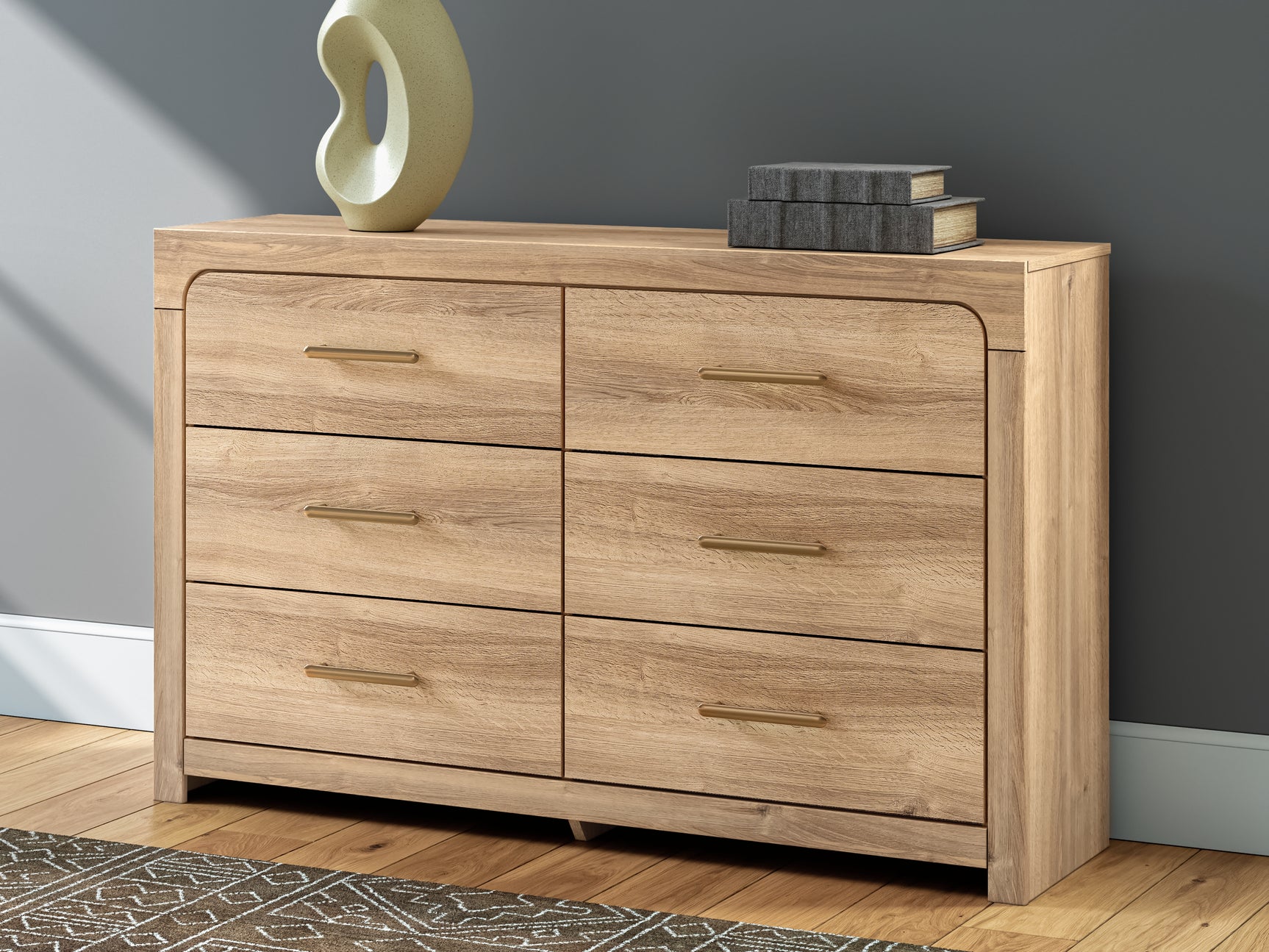 Kinlanni Tan Six Drawer Dresser - Ornate Home