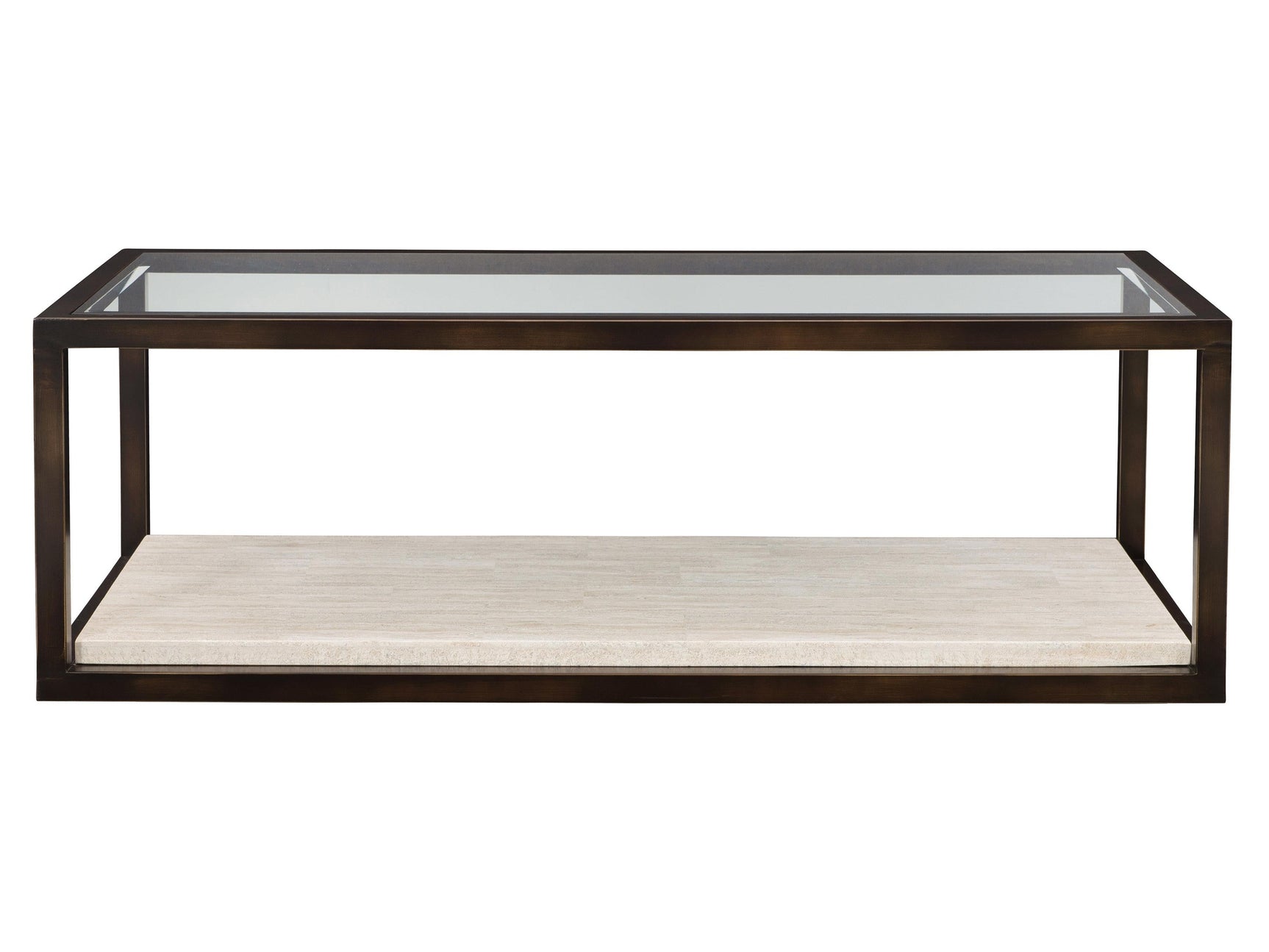 Kinsley Bronze/White Travertine Cocktail Table - Ornate Home