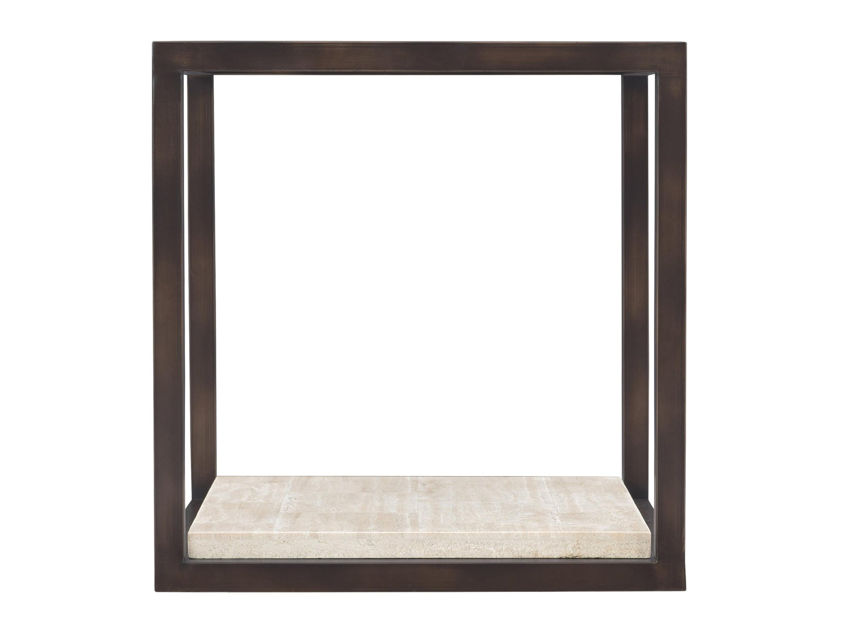 Kinsley White Travertine/Bronze Side Table - Ornate Home