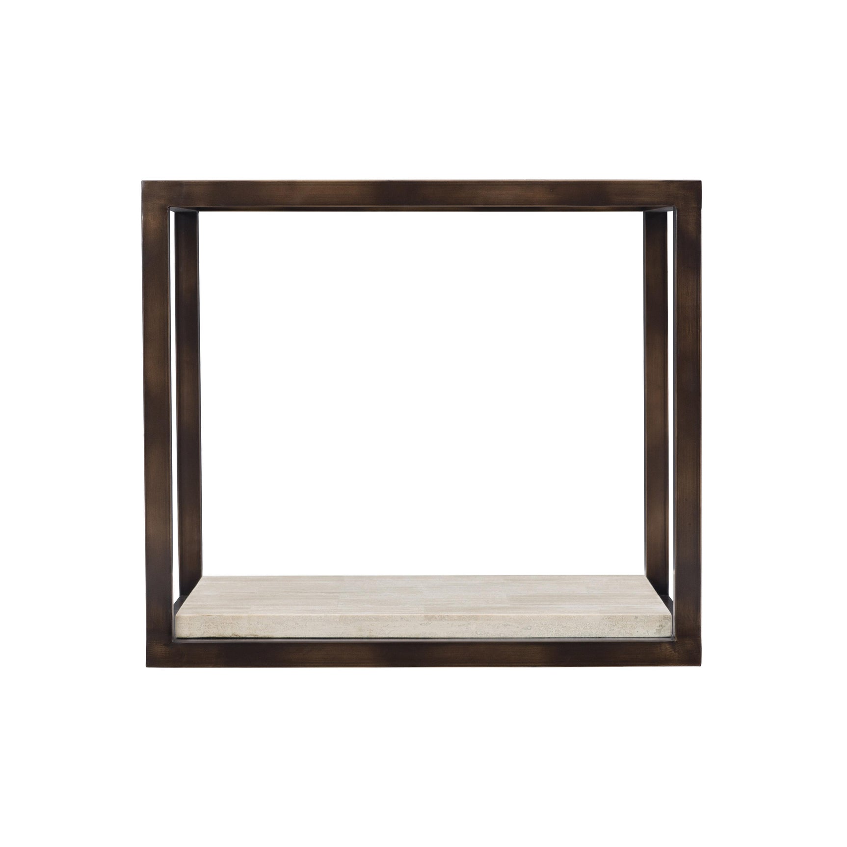 Kinsley White Travertine/Bronze Side Table - Ornate Home