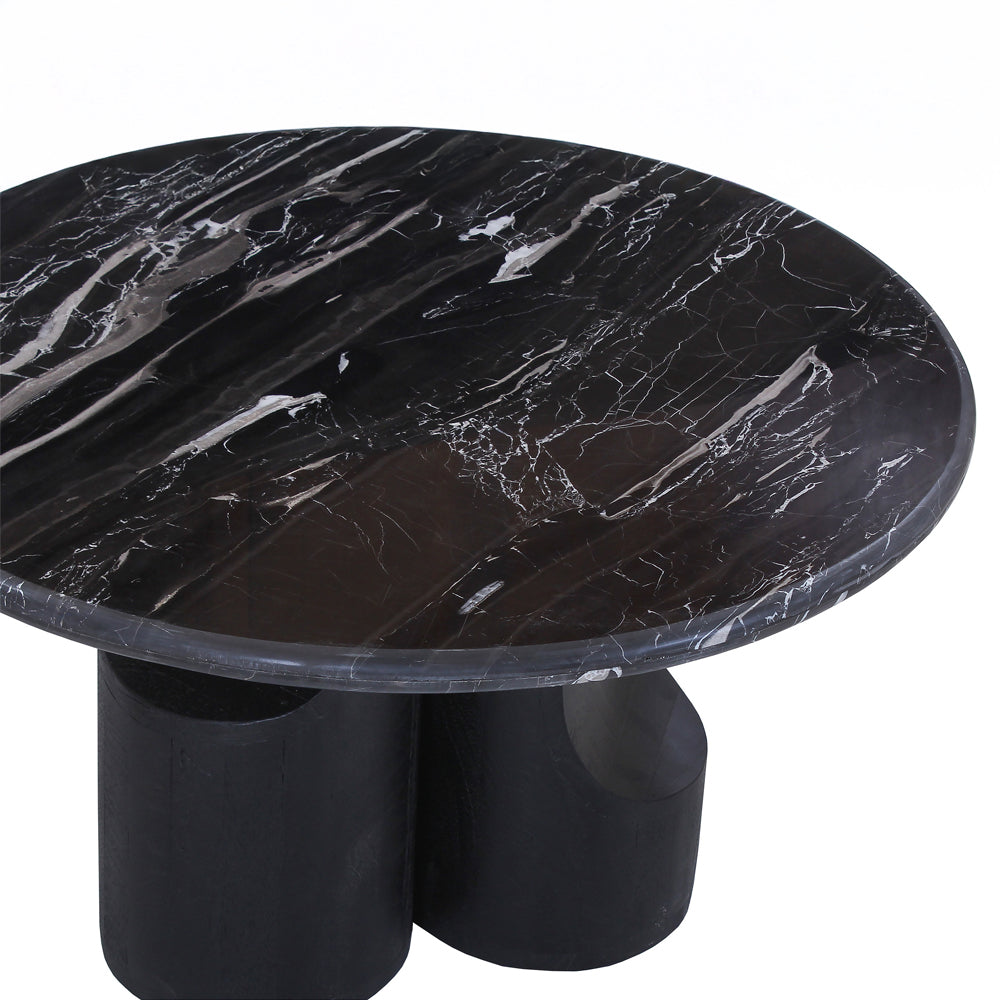 Kinton Natural Marble Top/ Black Mercana Coffee Table - Ornate Home