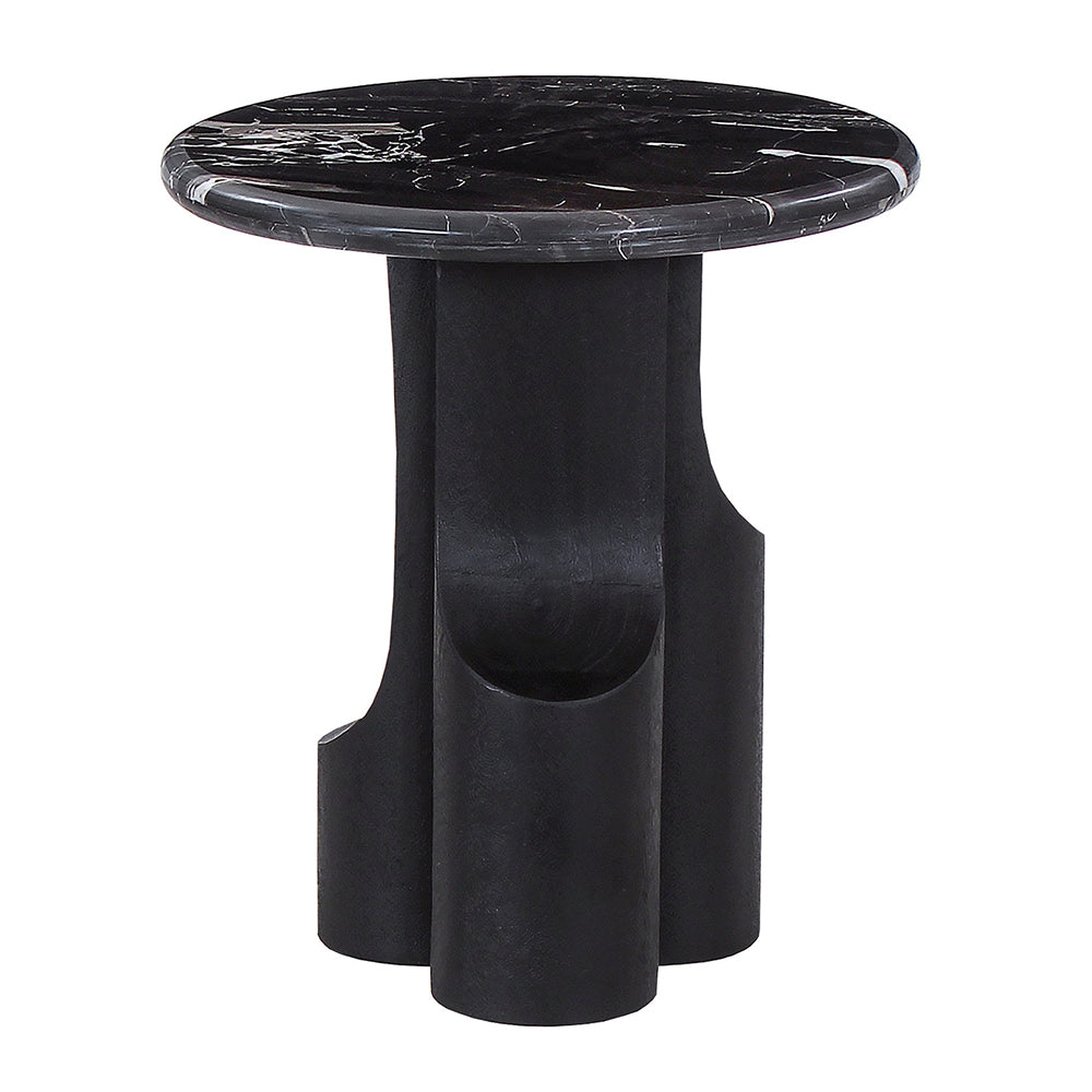 Kinton Natural Marble Top/ Black Mercana End Table - Ornate Home