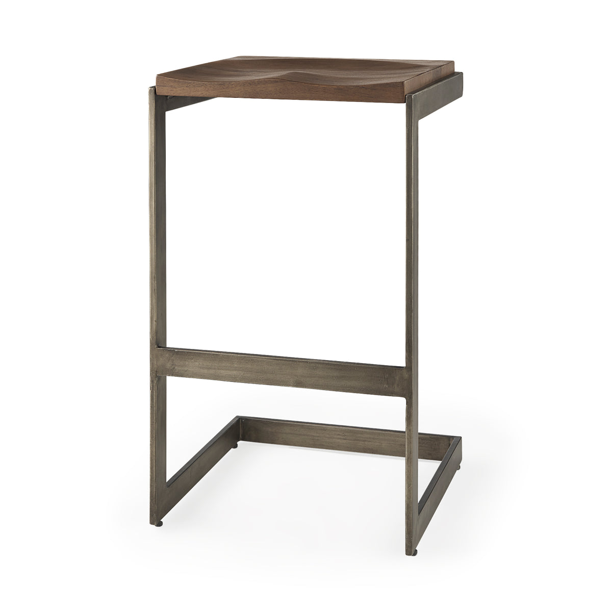 Kiran Medium Brown/Antique Nickel Wood Bar Stool - Ornate Home