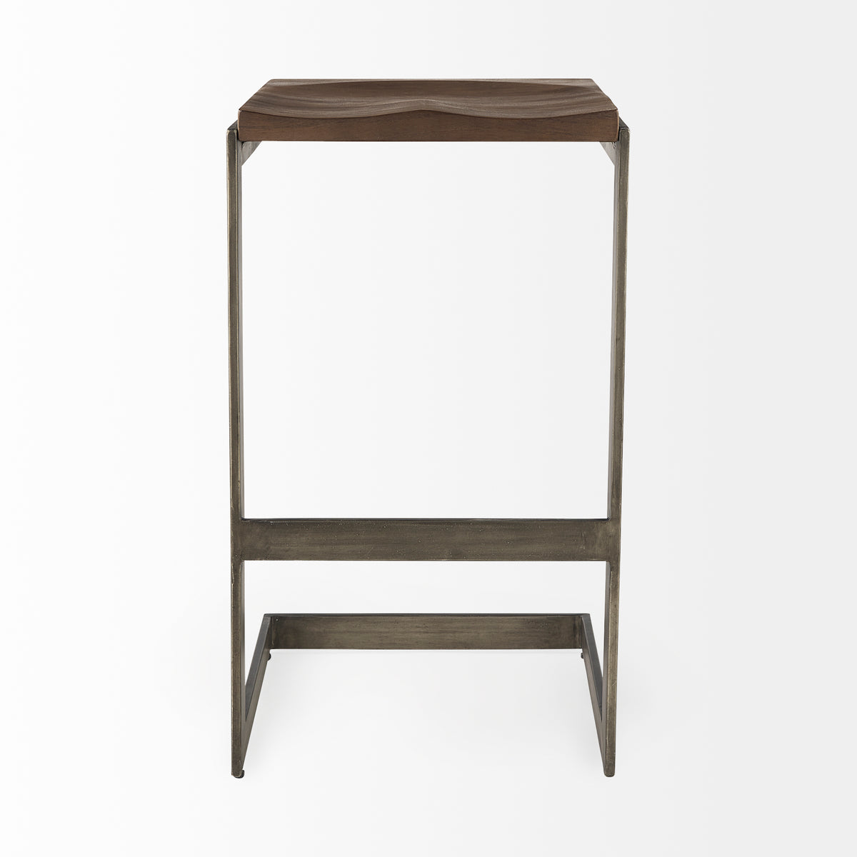 Kiran Medium Brown/Antique Nickel Wood Bar Stool - Ornate Home