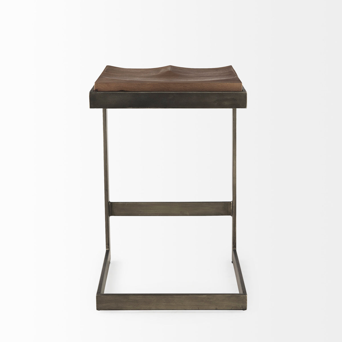 Kiran Medium Brown/Antique Nickel Wood Counter Stool - Ornate Home