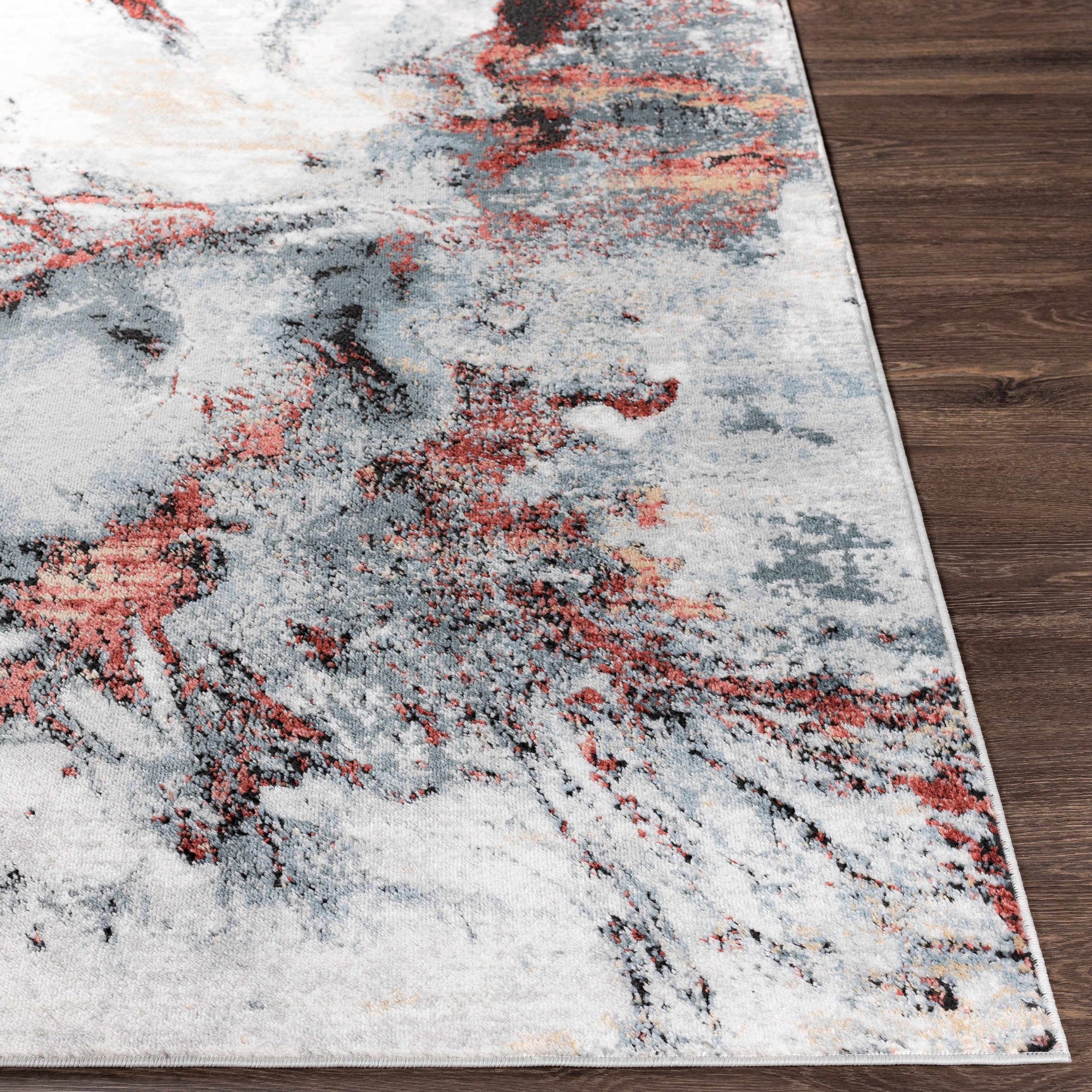 Kirkland Silver-Red Marble Rug - Ornate Home
