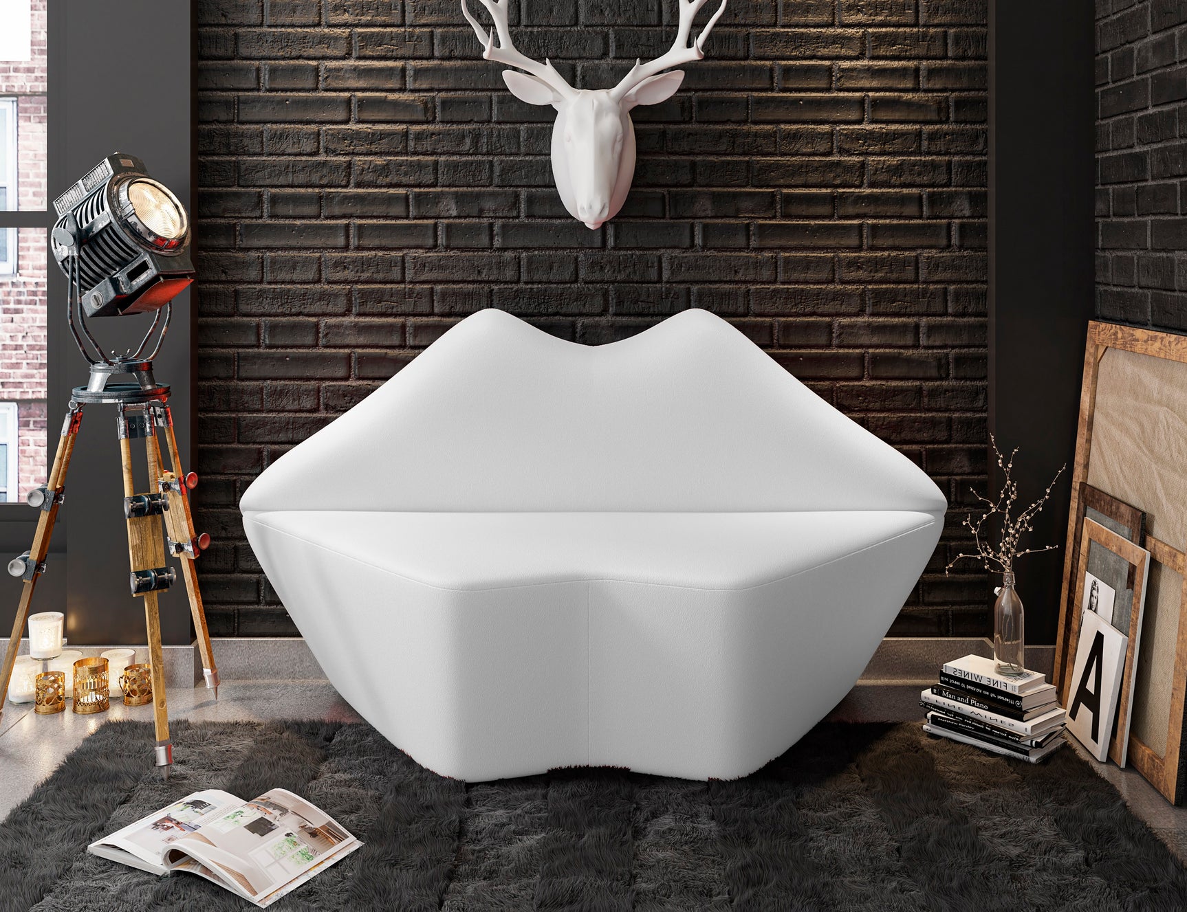 Kiss Loveseat in White - Ornate Home