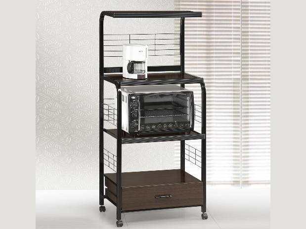 Kitchen Shelf Black on Casters - Ornate Home