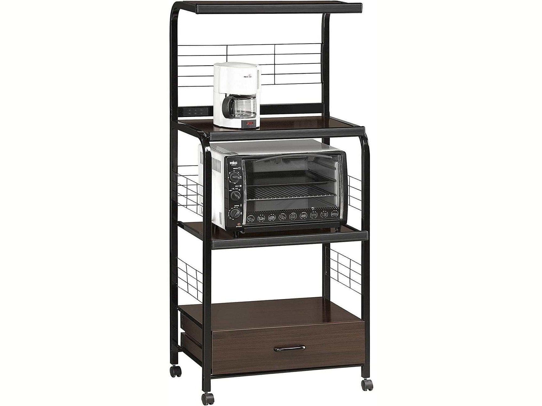 Kitchen Shelf Black on Casters - Ornate Home