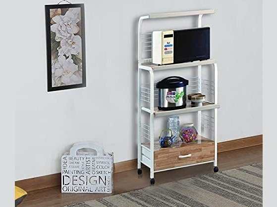 Kitchen Shelf White on Casters - Ornate Home