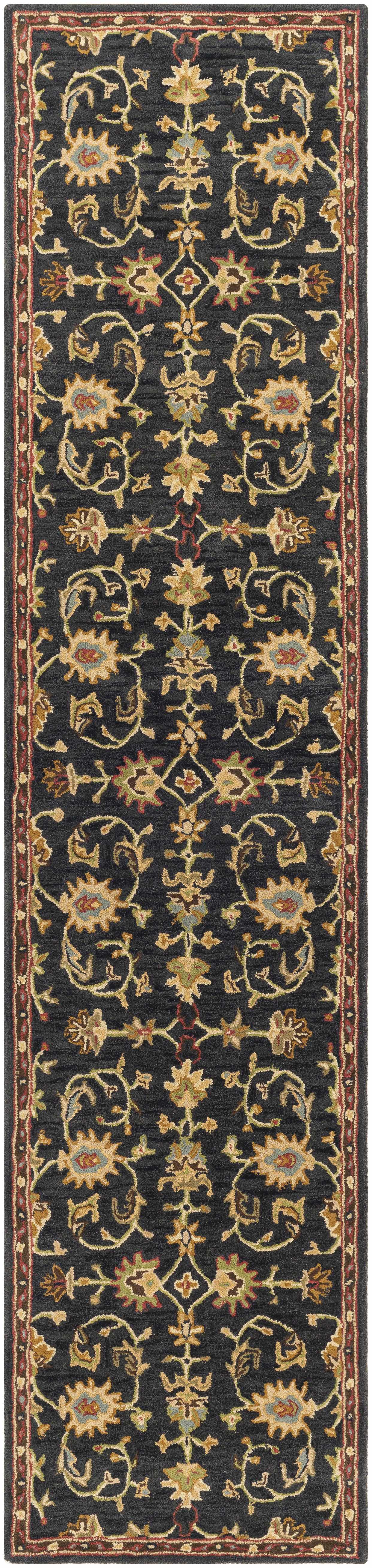 Kittredge Floral Black Wool Rug - Ornate Home