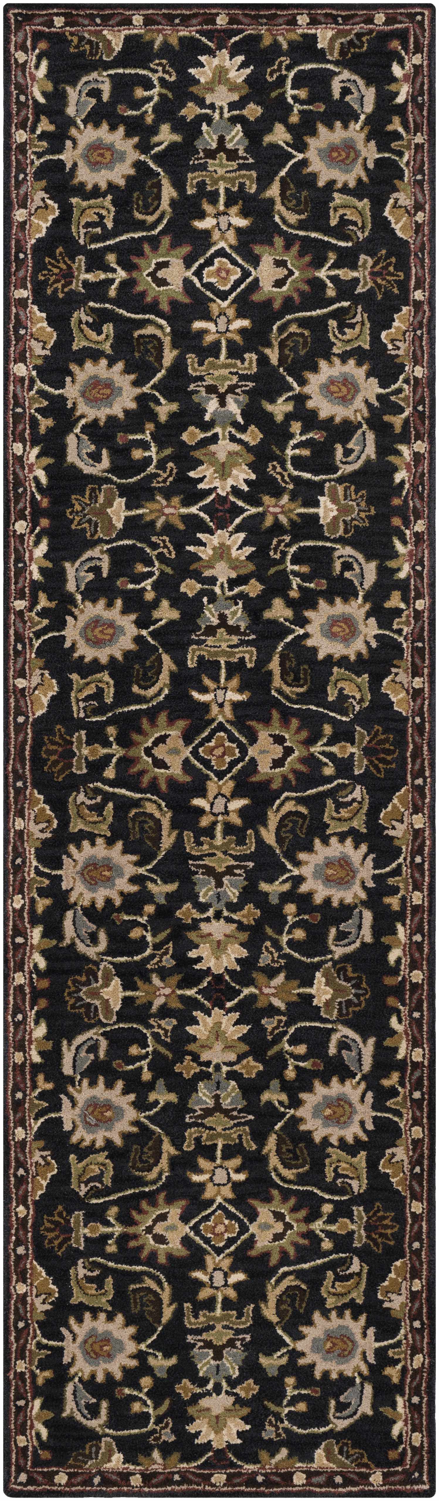 Kittredge Floral Black Wool Rug - Ornate Home