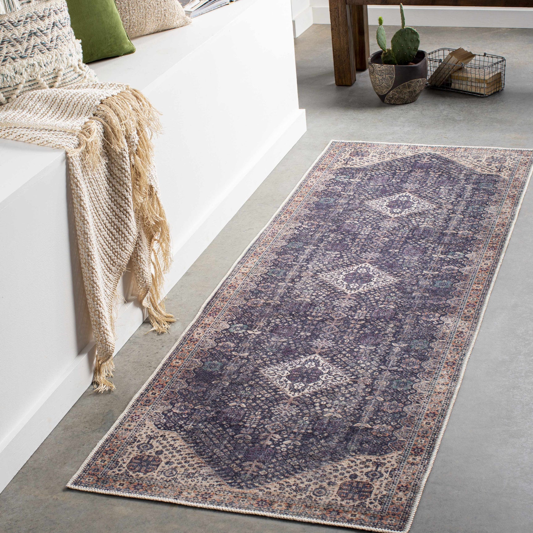 Kittrell Vintage Flat Pile Washable Rug - Clearance - Ornate Home