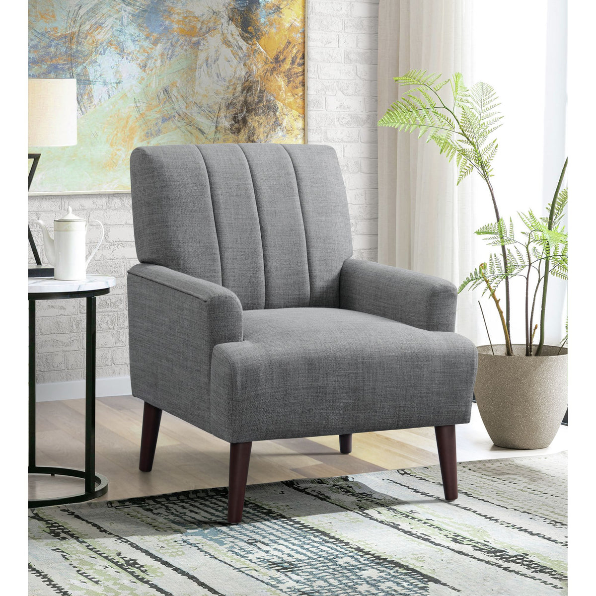 Kiwi Palmer Grey Chair with Channel Back - Ornate Home
