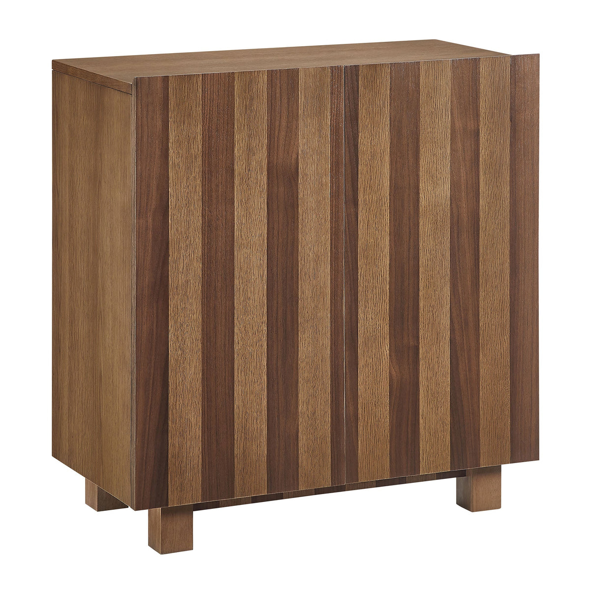 Kline Oak Walnut Stripe 2-Door Striped Accent Cabinet - Ornate Home