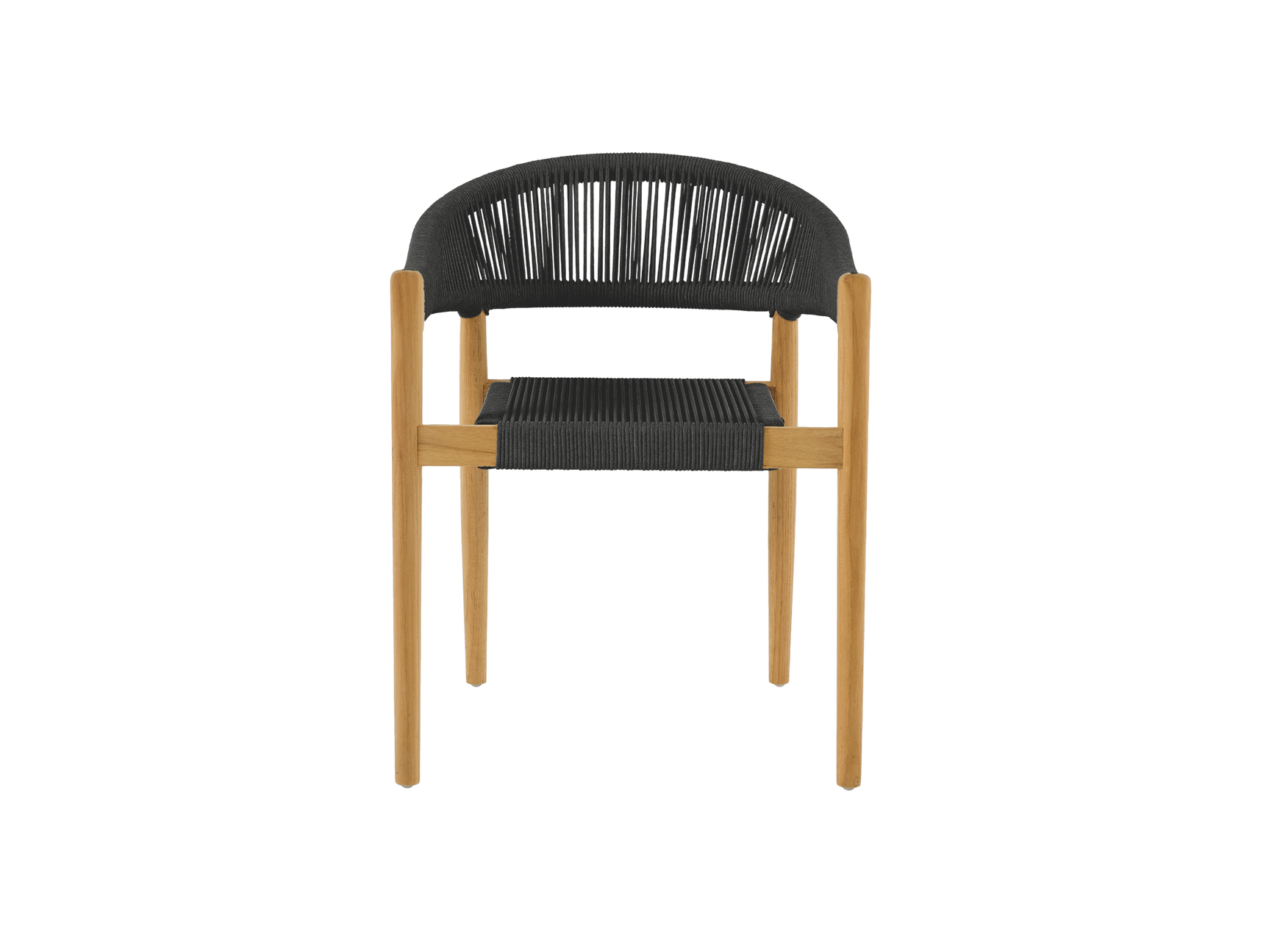 Klint Teak Black Outdoor Rope Dining Stacking Armchair (Set of 4) - Ornate Home