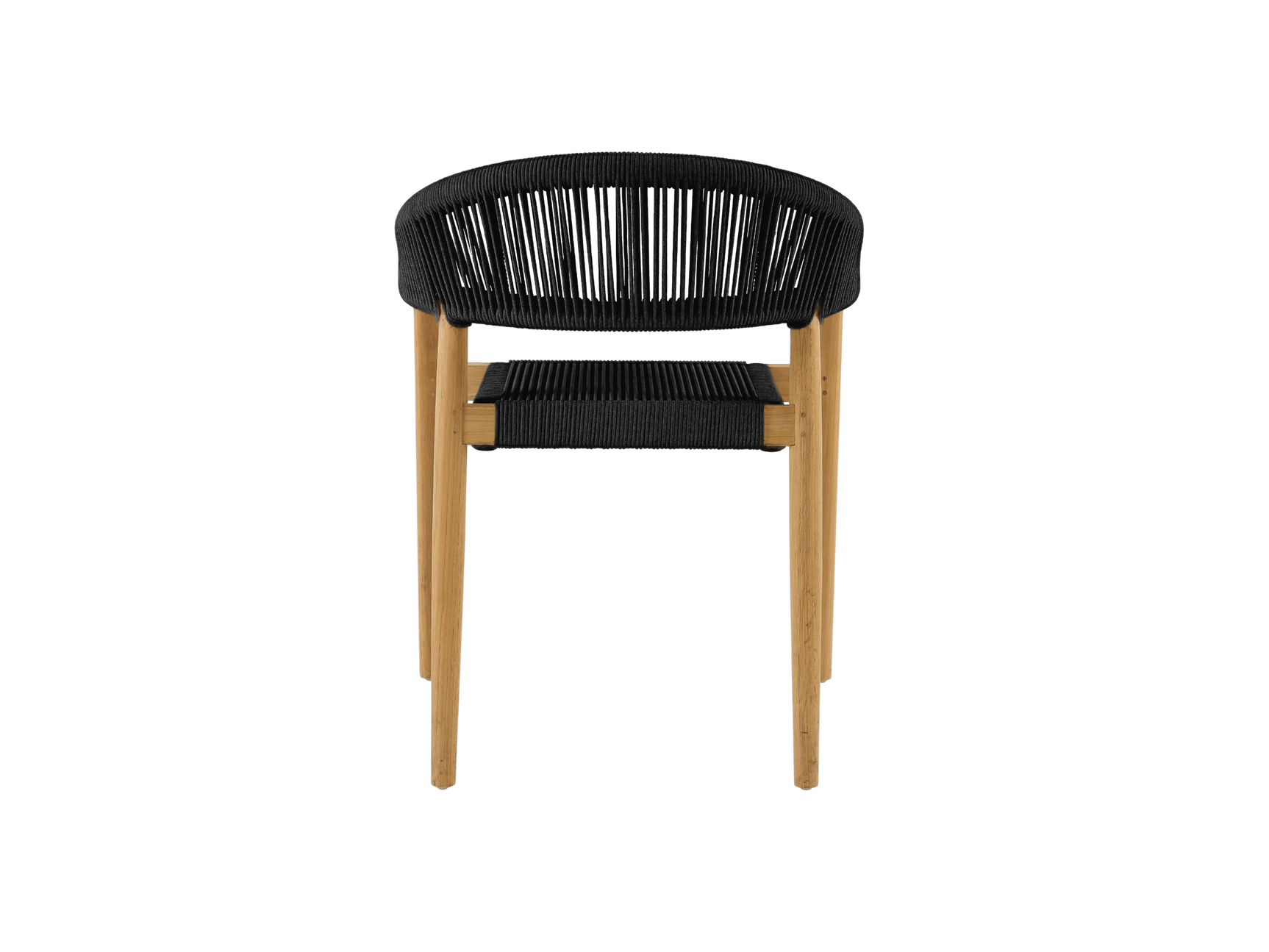 Klint Teak Black Outdoor Rope Dining Stacking Armchair (Set of 4) - Ornate Home